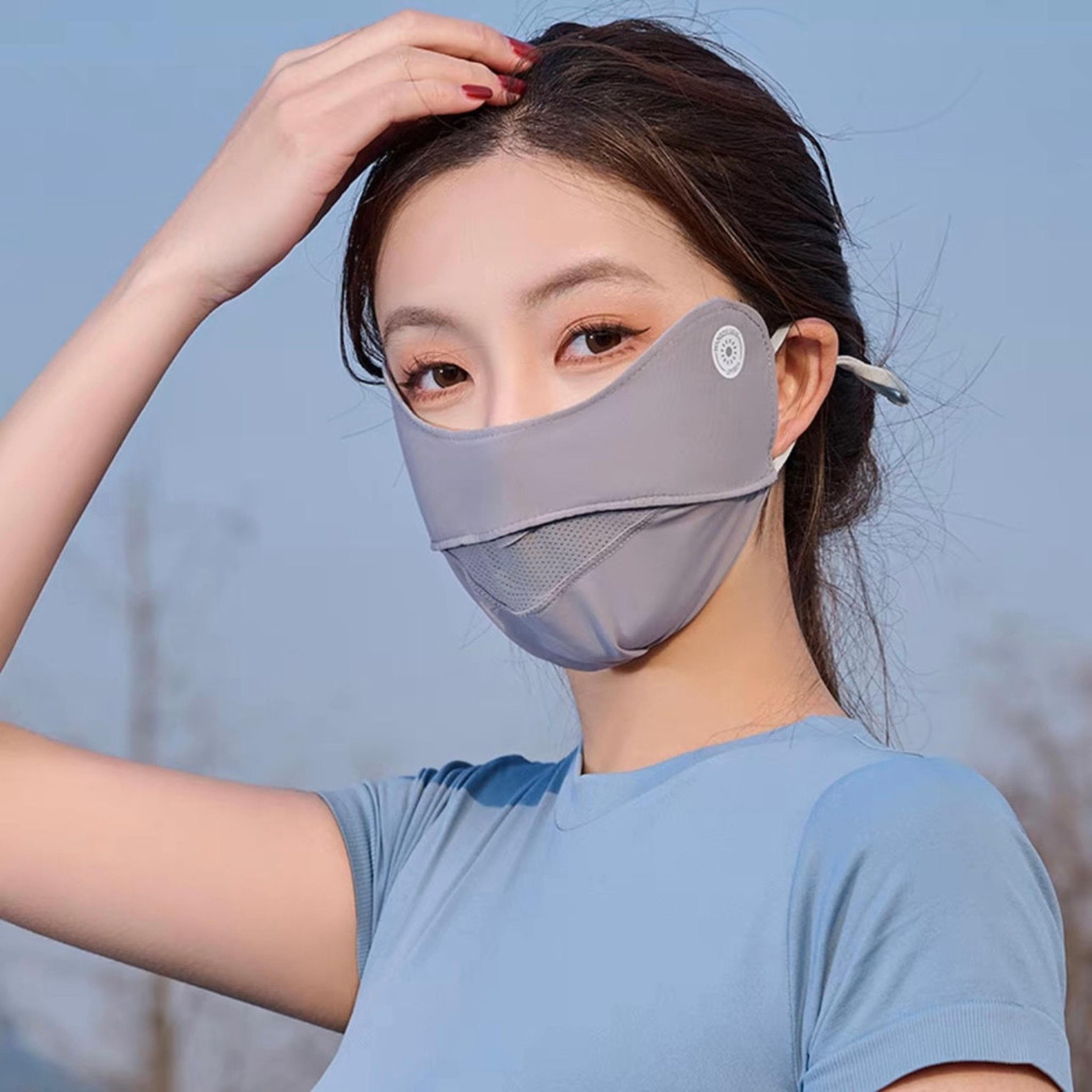 Cooling Ice Silk UV Face Mask With Adjustable Ear Hooks For Summer Sun Protection 0