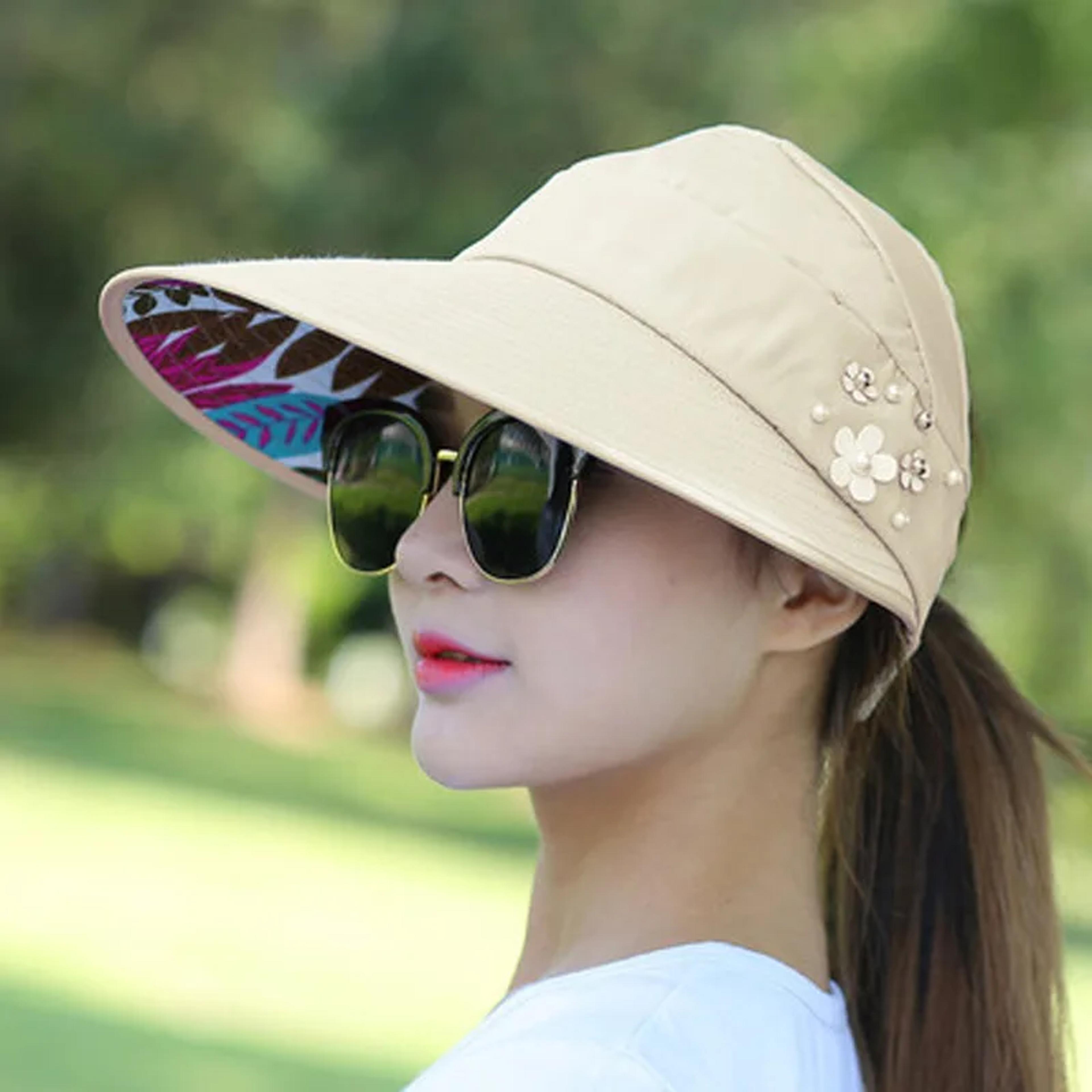 Women Wide Brim Sun Hat UV Protection Packable Beach Visor Cap 3