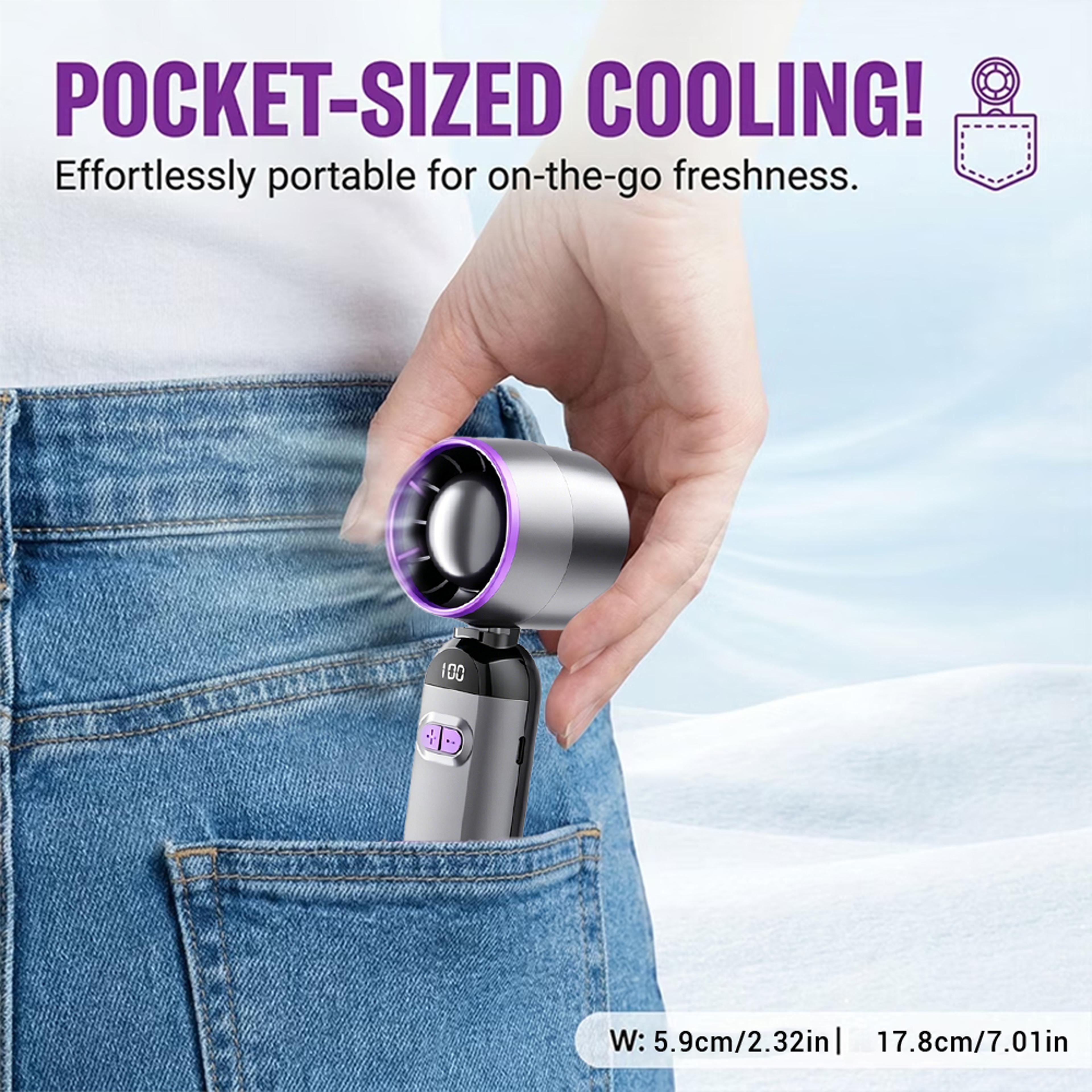 TurboFlow Portable Handheld Fan 5 Speed USB Rechargeable Fan 7