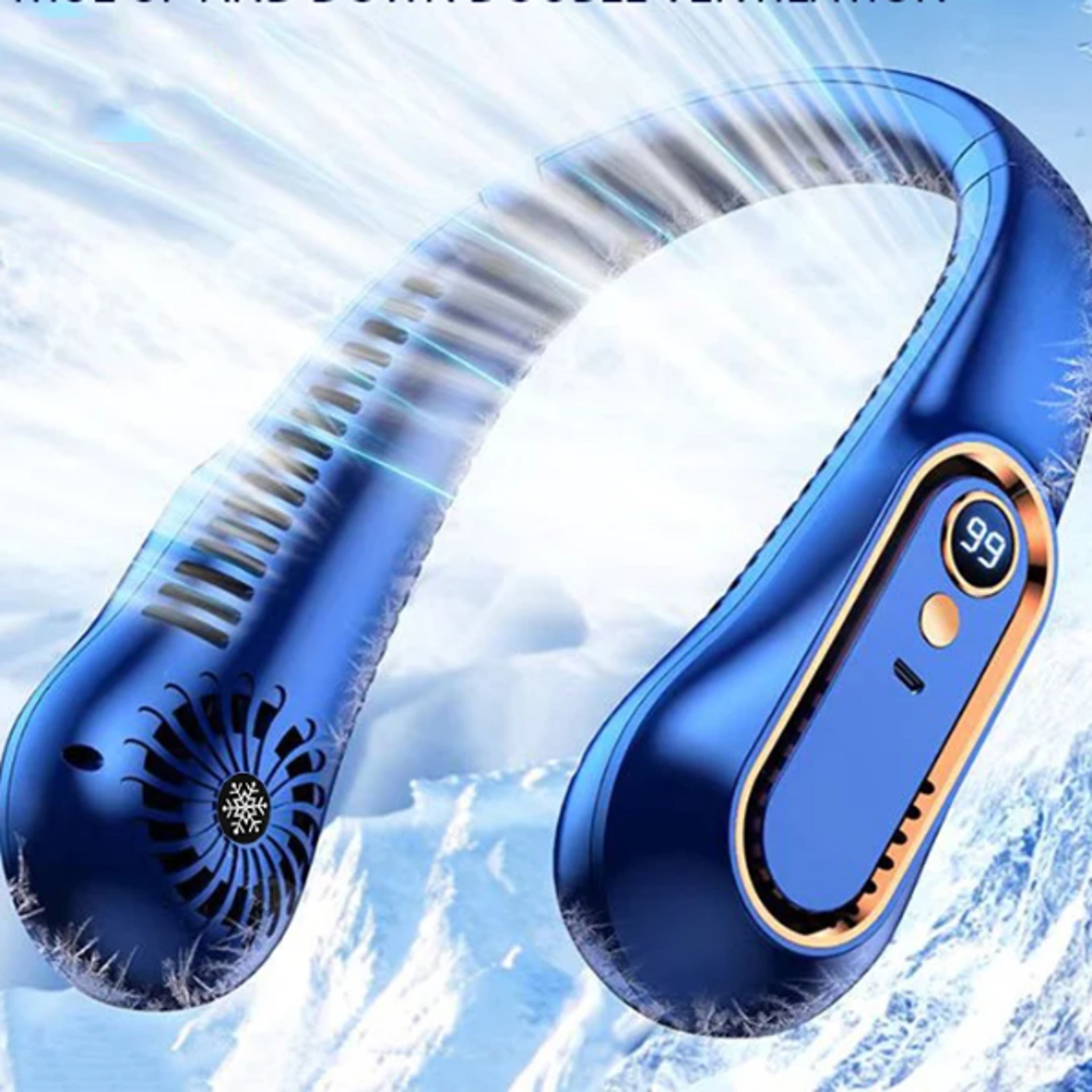 portable neck fan bladeless wearable neck fan with 5 speeds and led display