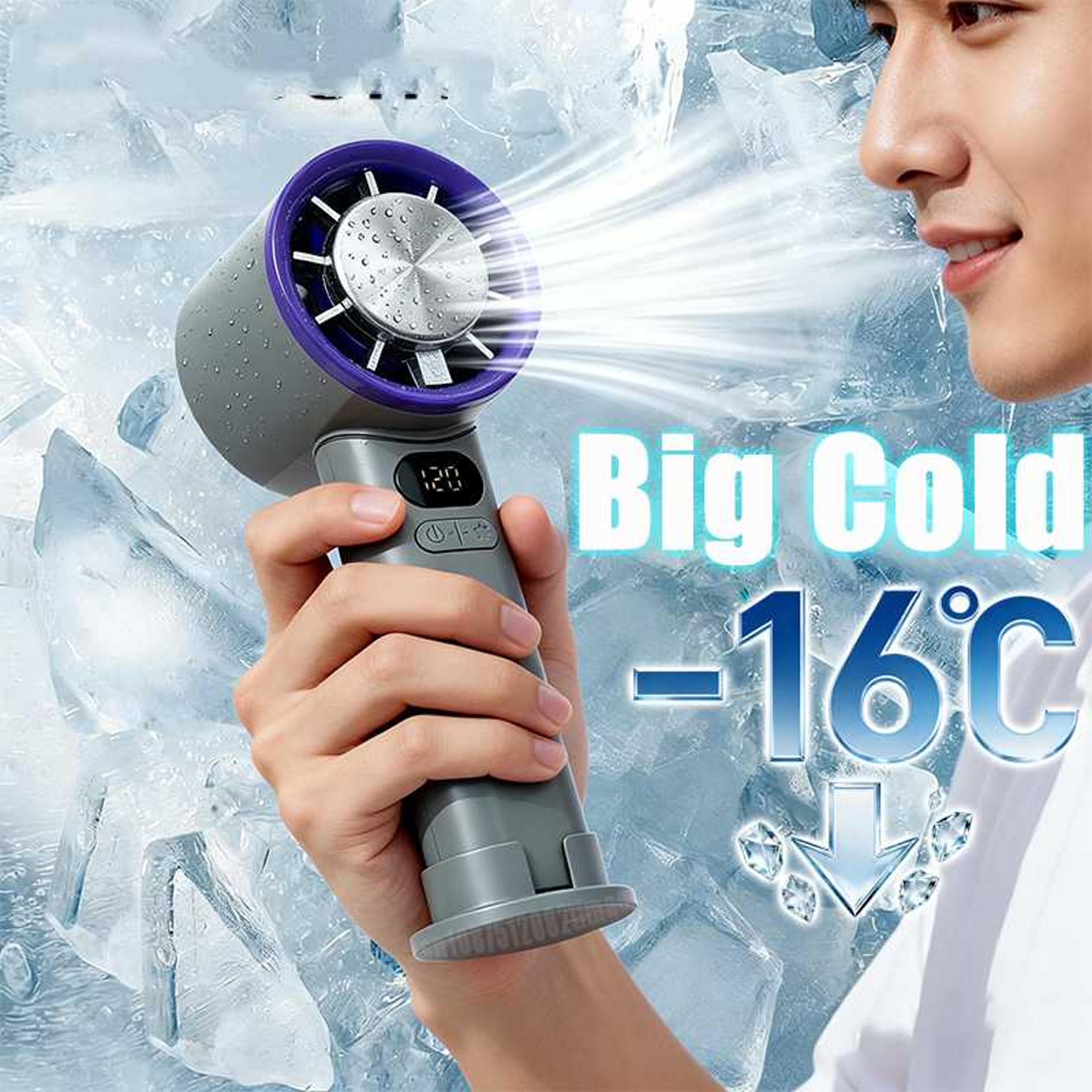 ArcticFlow Portable Handheld Fan With Ice Cooling Mode  120Speed Rechargeable Desktop Fan 4