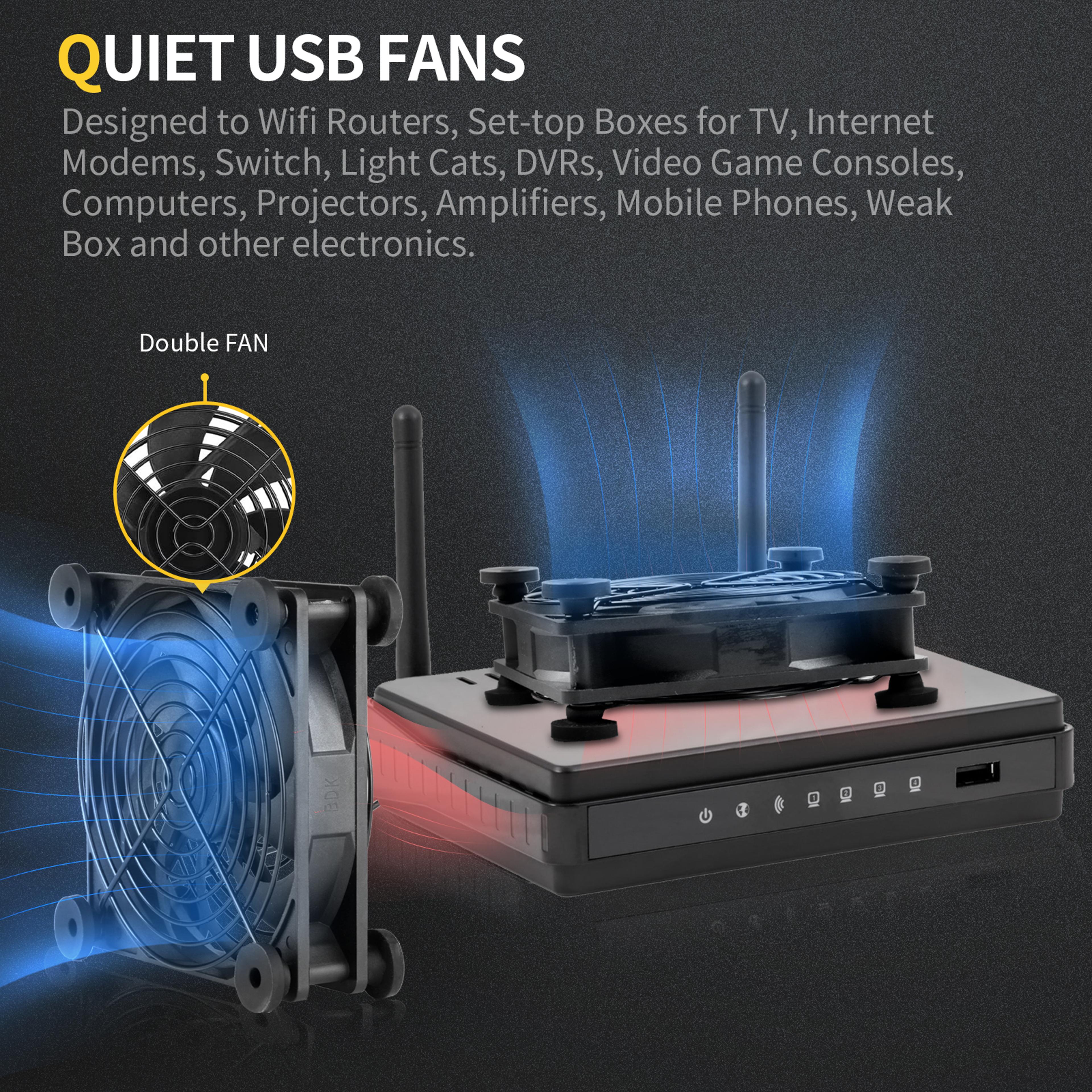 Quiet USB Cooling Fan Dual With Speed Controller For AV Receivers PCs  Game Consoles 2