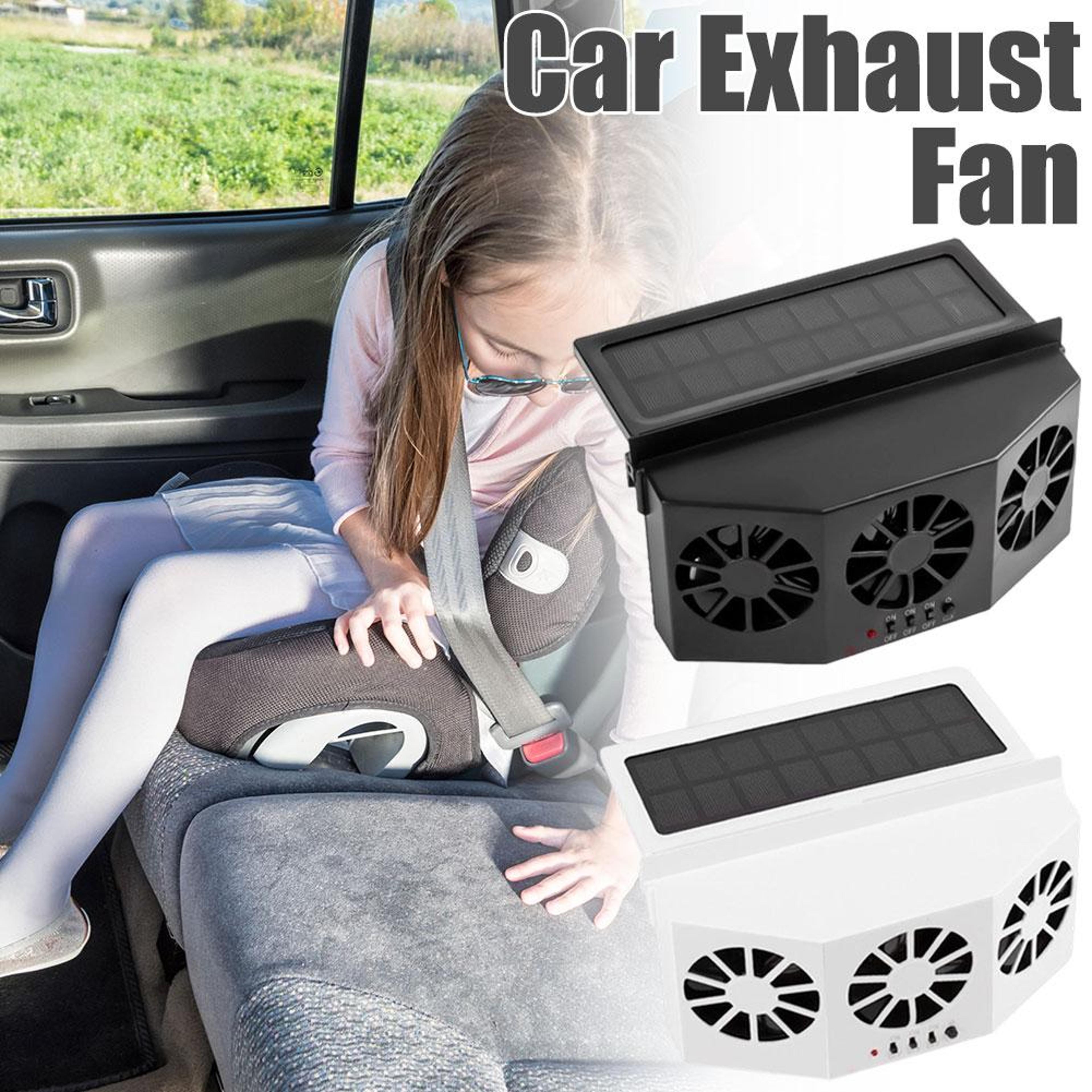 Solar Powered Car Ventilation Fan With Rechargeable Triple Cooling System 2