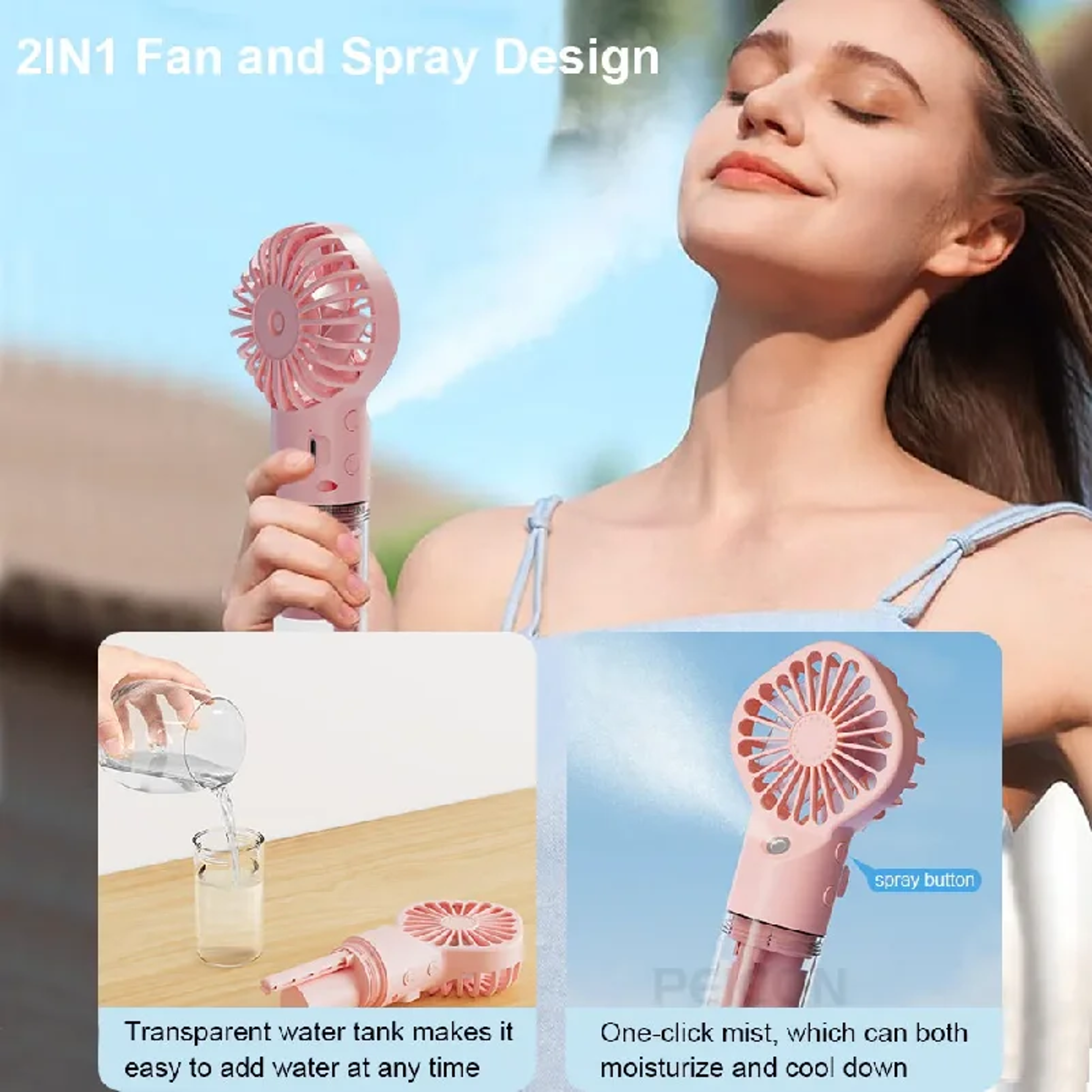 Portable Handheld Misting Fan Mini Cooling Spray Fan For Travel Outdoor  Summer Comfort 5