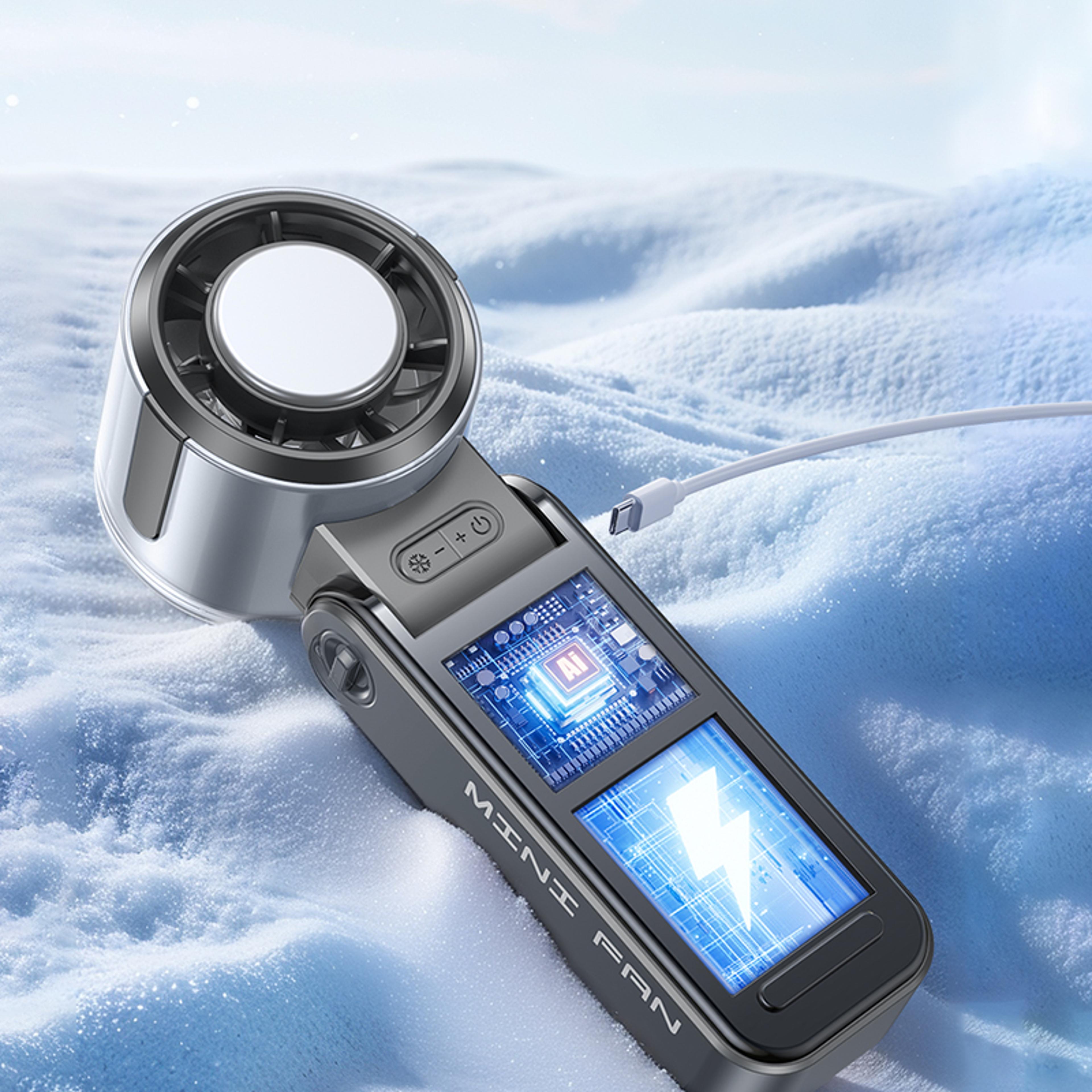 PolarBreeze Portable Cooling Fan 4000mAh Rechargeable Handheld  Neck Fan 3