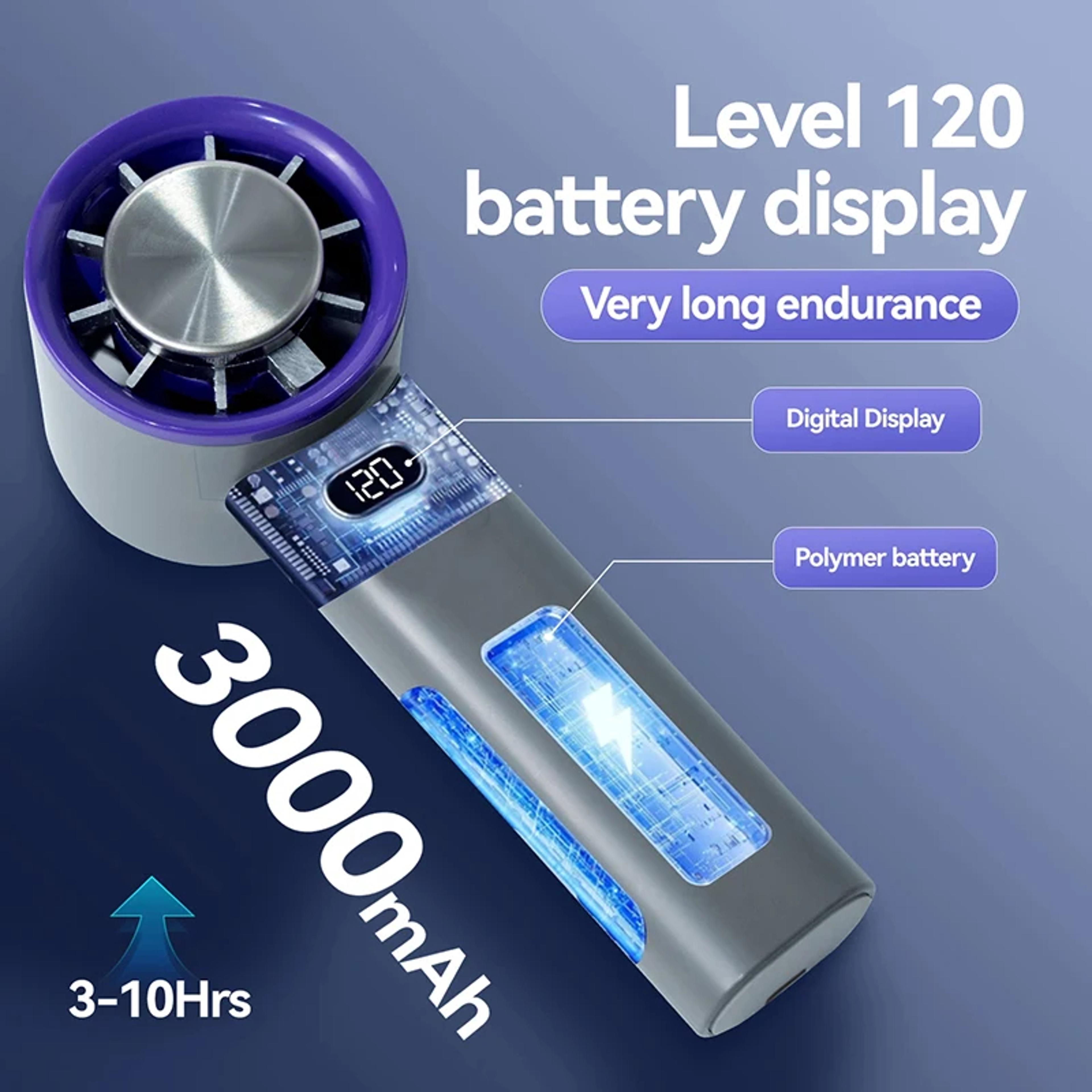 Portable Handheld Fan Rechargeable Mini Bladeless Desktop Fan With Ice Cooling Mode 4