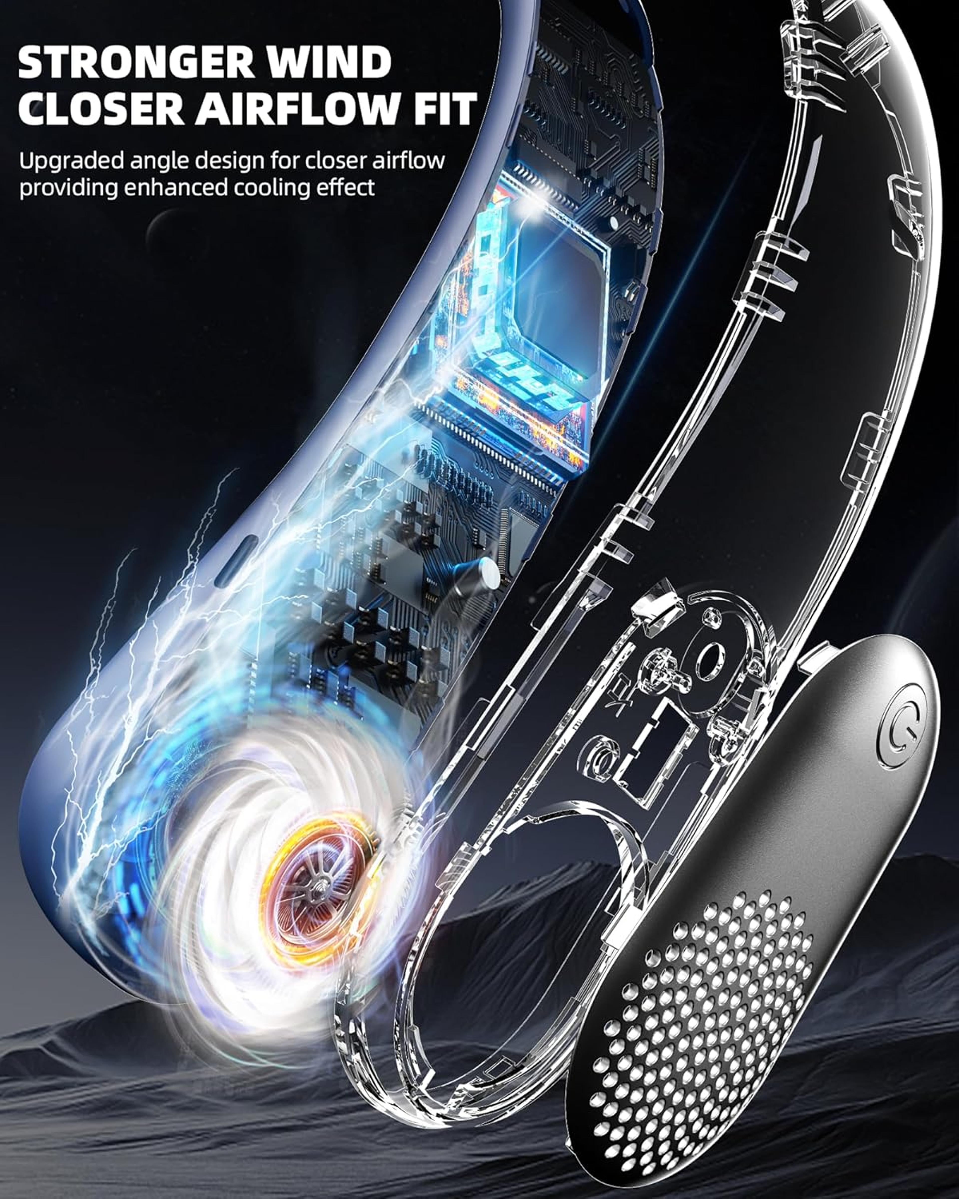 360 Portable Neck Fan With LED Display 4000mAh USB Rechargeable Bladeless Wearable Cooling Fan 4