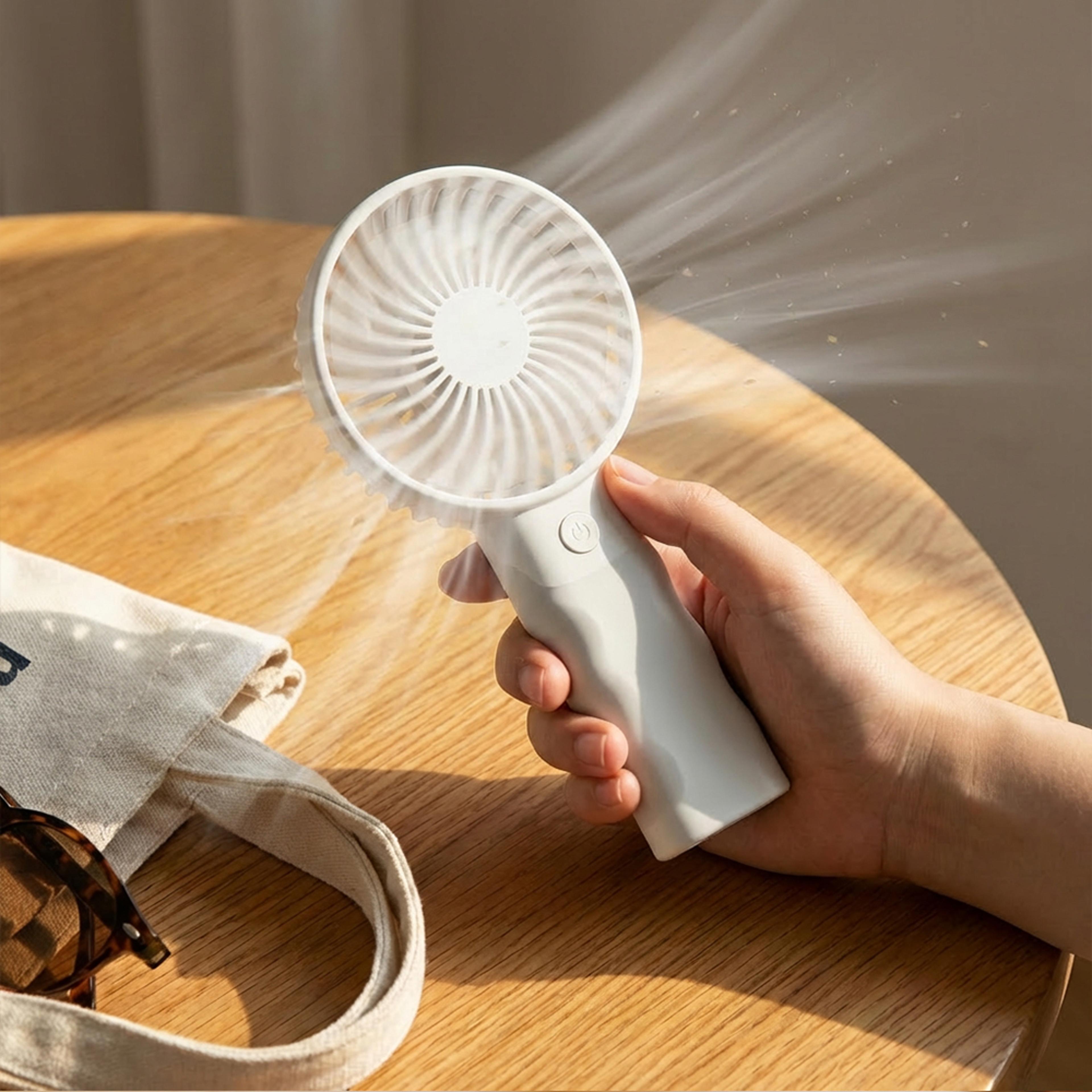Portable Handheld Fan USB Rechargeable Mini Desk Fan With Phone Stand Quiet Personal Cooling 5