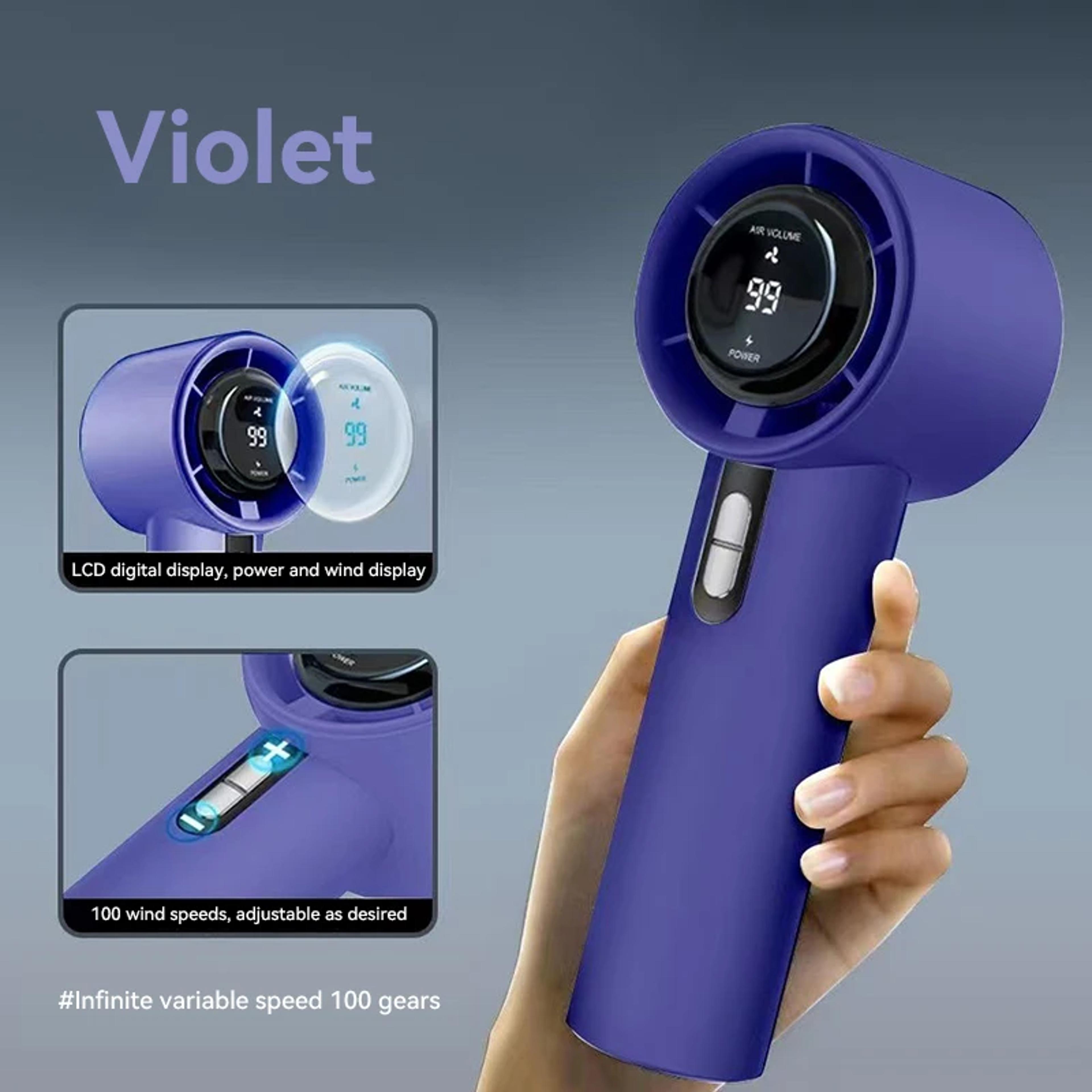 Portable Turbo Handheld Fan USB Rechargeable Mini Cooling Fan With 100 Speed Settings  3000mAh Batt 7