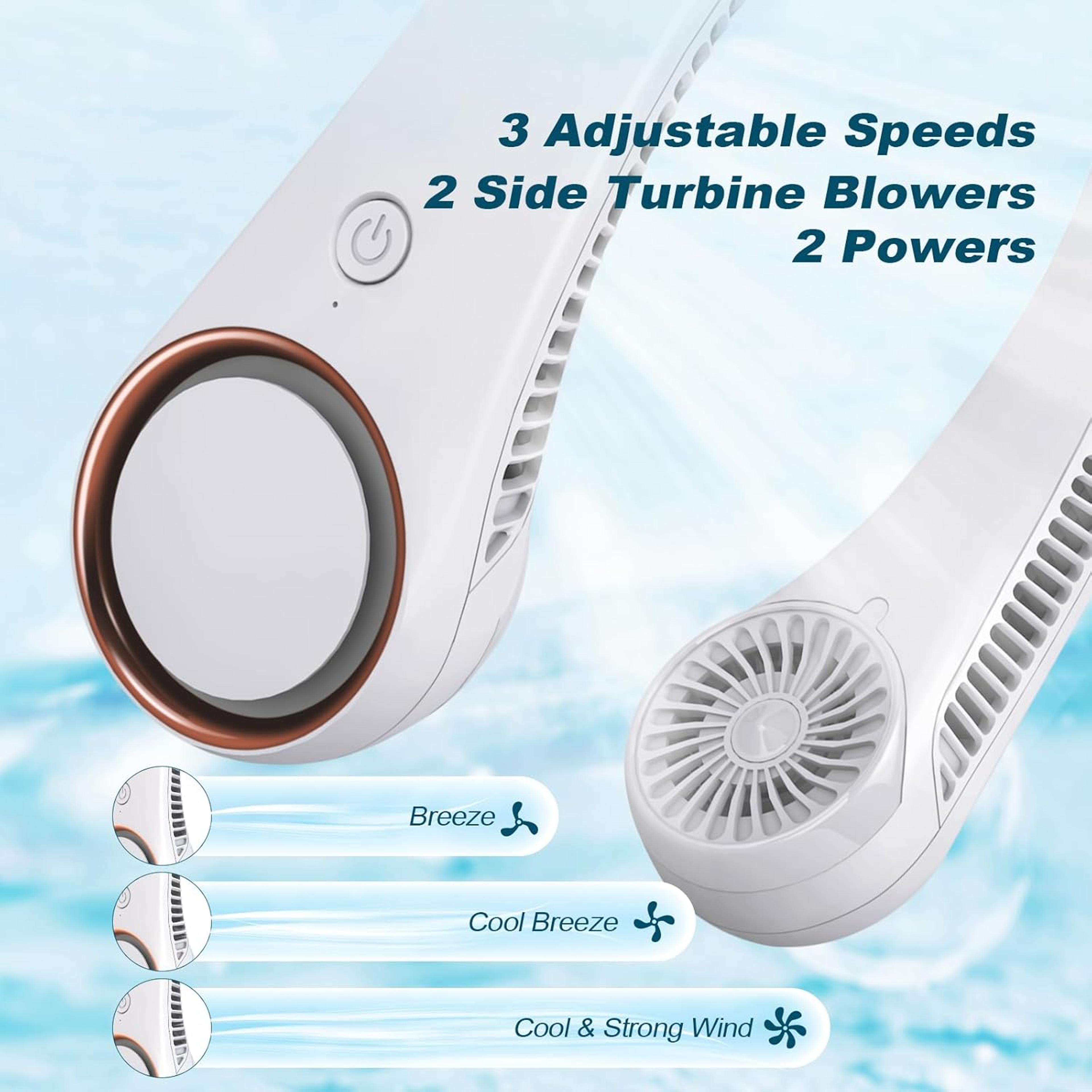 Arctic Breeze Portable Neck Fan Rechargeable Bladeless Hands 4