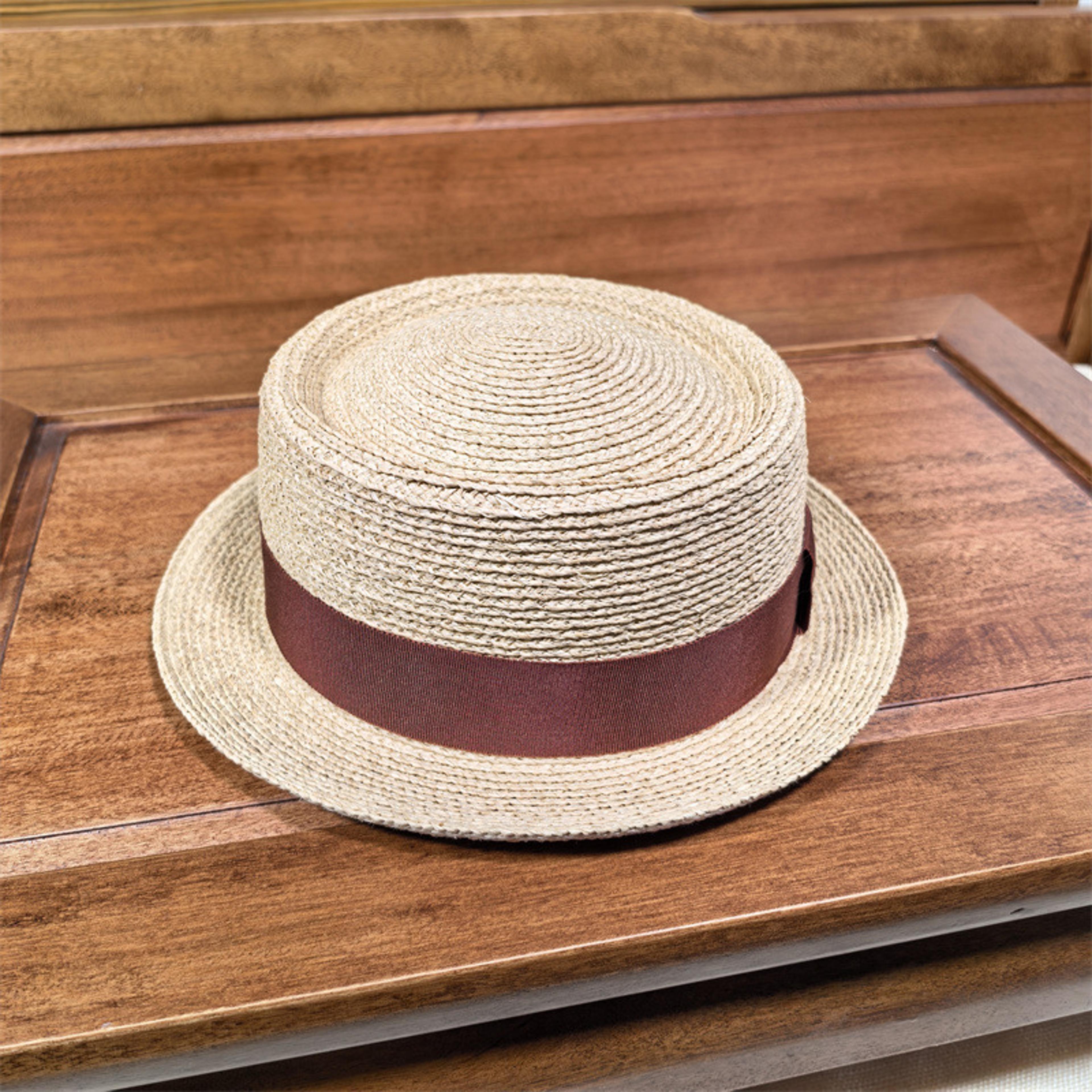 French Vintage Straw Boater Hat With Black Ribbon Elegant Summer Sun Hat For Women  Men 2