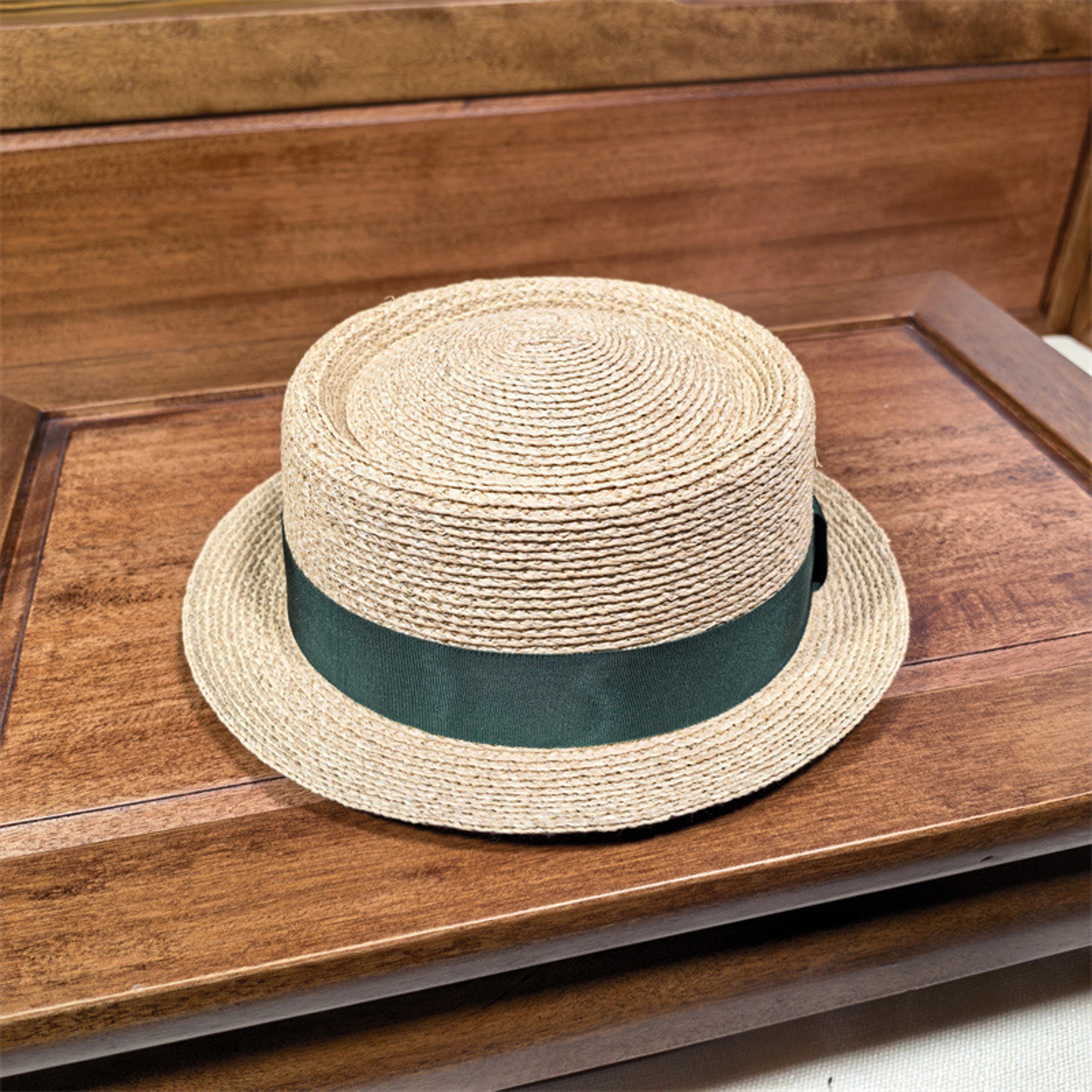 French Vintage Straw Boater Hat With Black Ribbon Elegant Summer Sun Hat For Women  Men 4