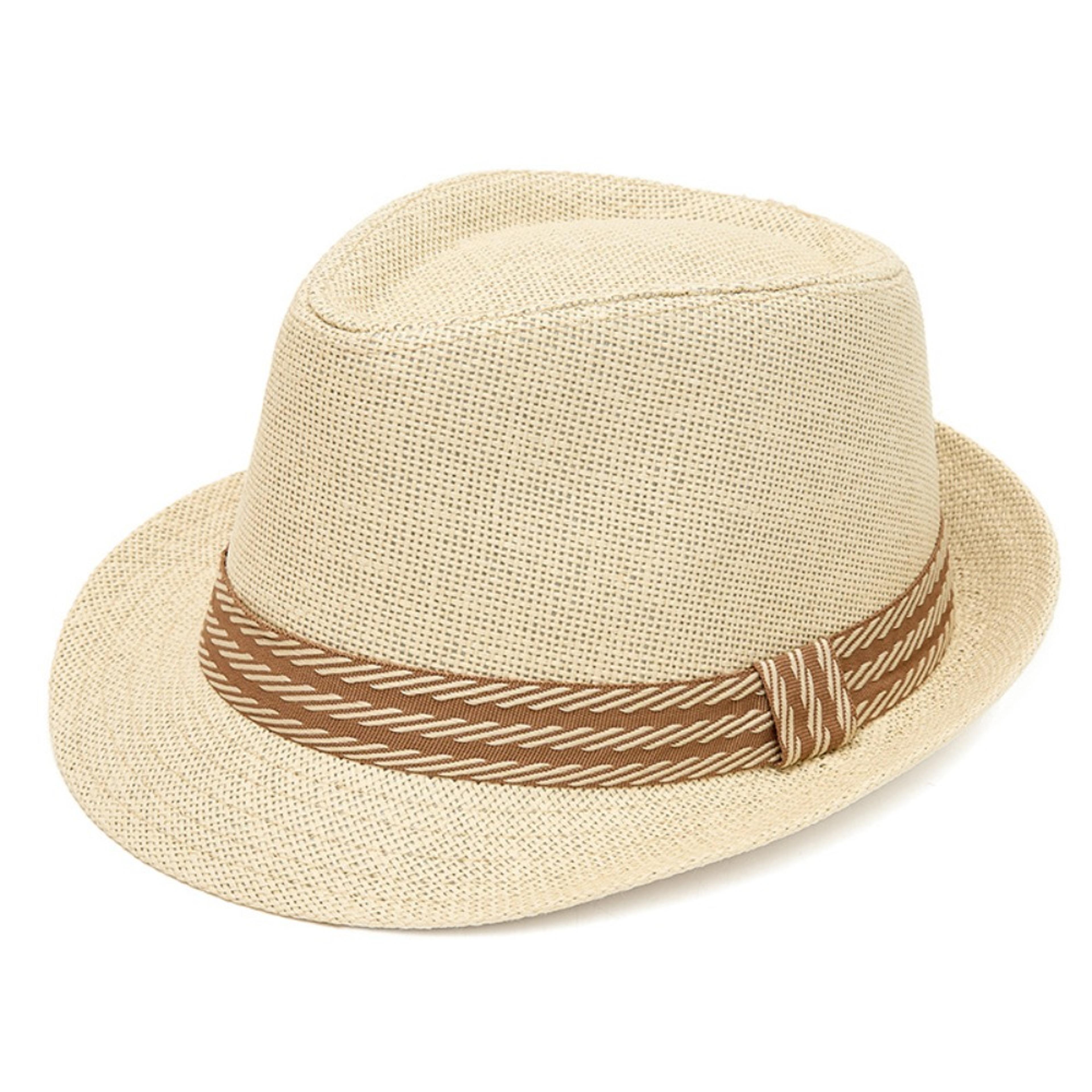 Lightweight Mens Trilby Hat Linen Panama Style Breathable Summer Sun Hat 4