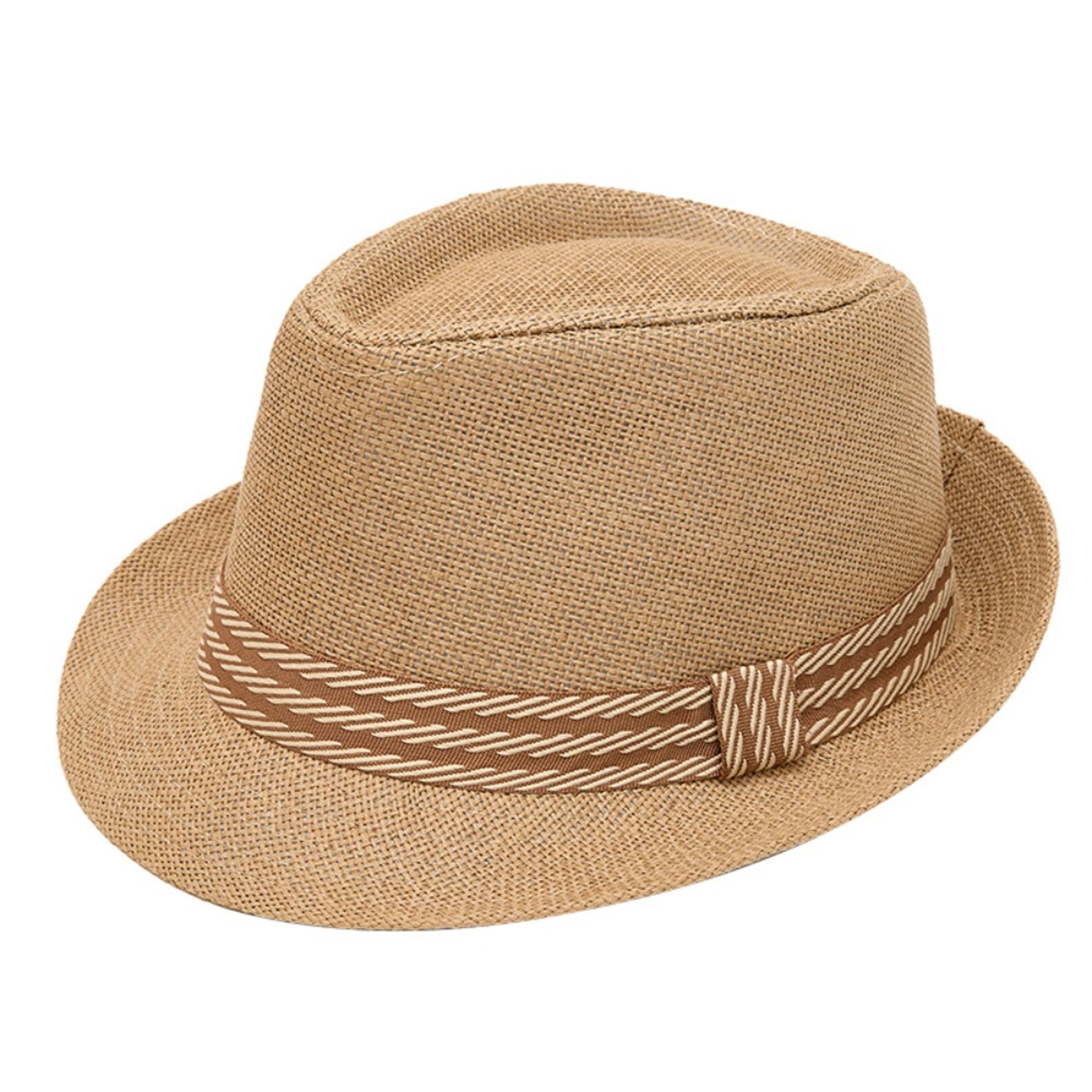 Lightweight Mens Trilby Hat Linen Panama Style Breathable Summer Sun Hat 5