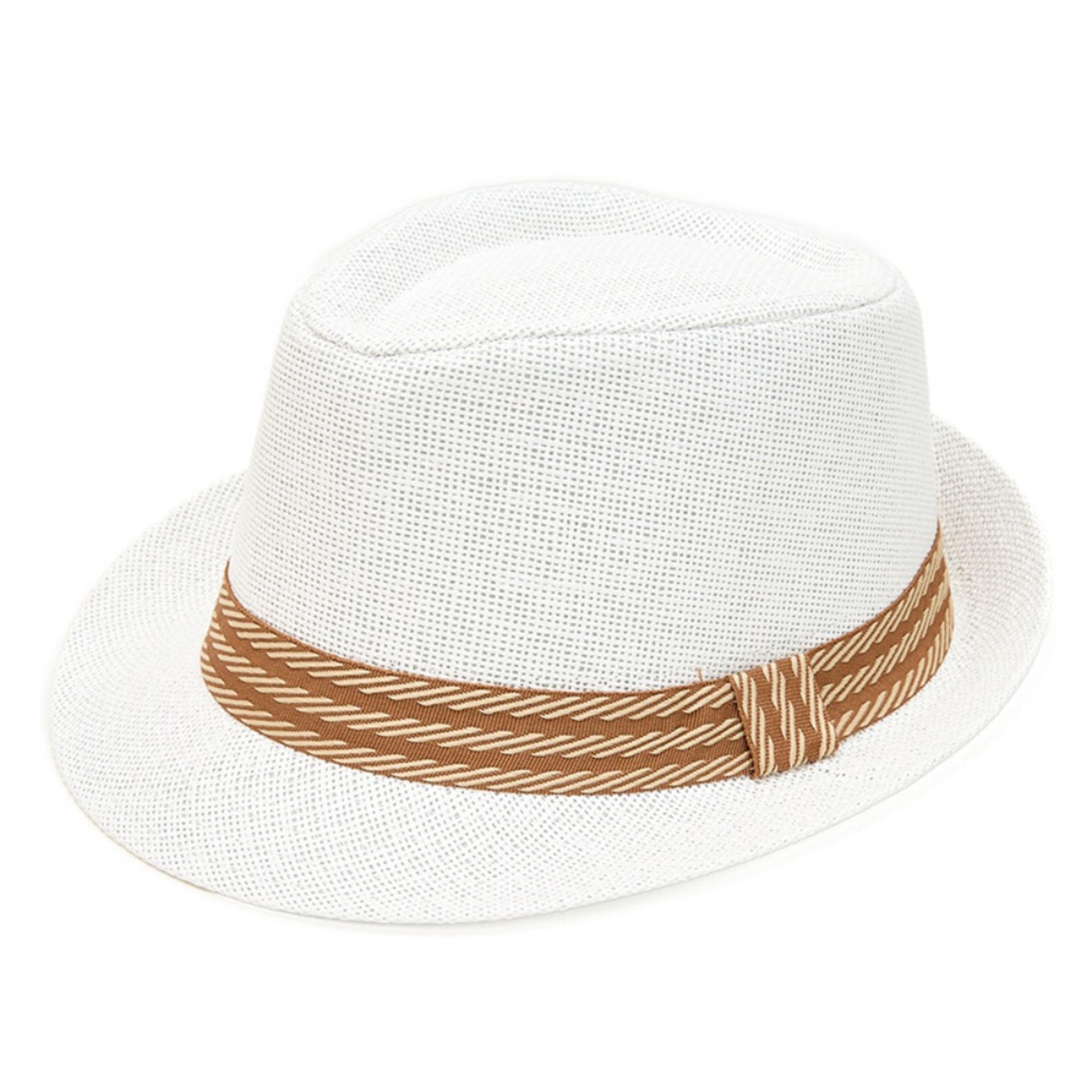 Lightweight Mens Trilby Hat Linen Panama Style Breathable Summer Sun Hat 6
