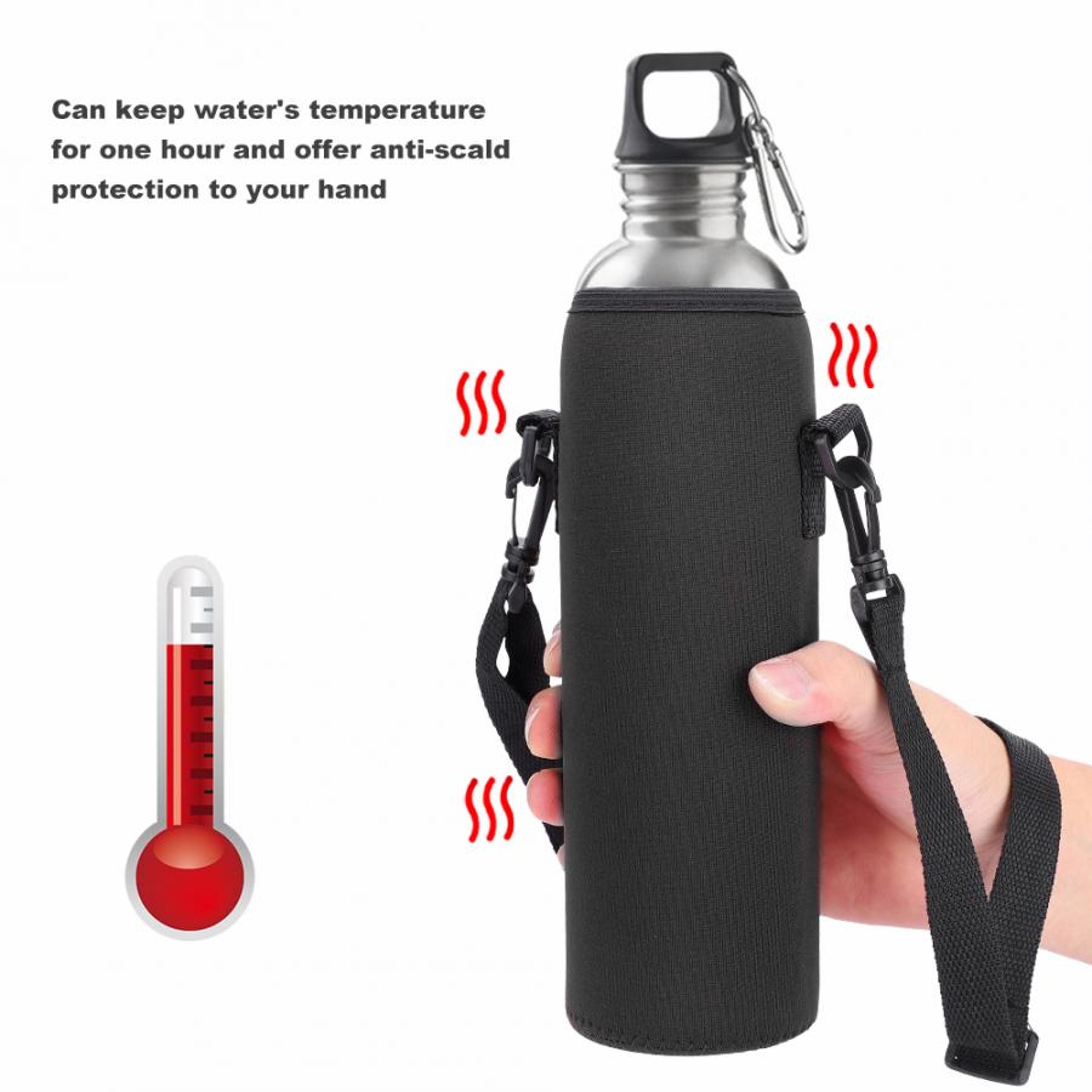 Insulated Water Bottle Carrier 1L Neoprene Bottle Sleeve With Adjustable Shoulder Strap 3