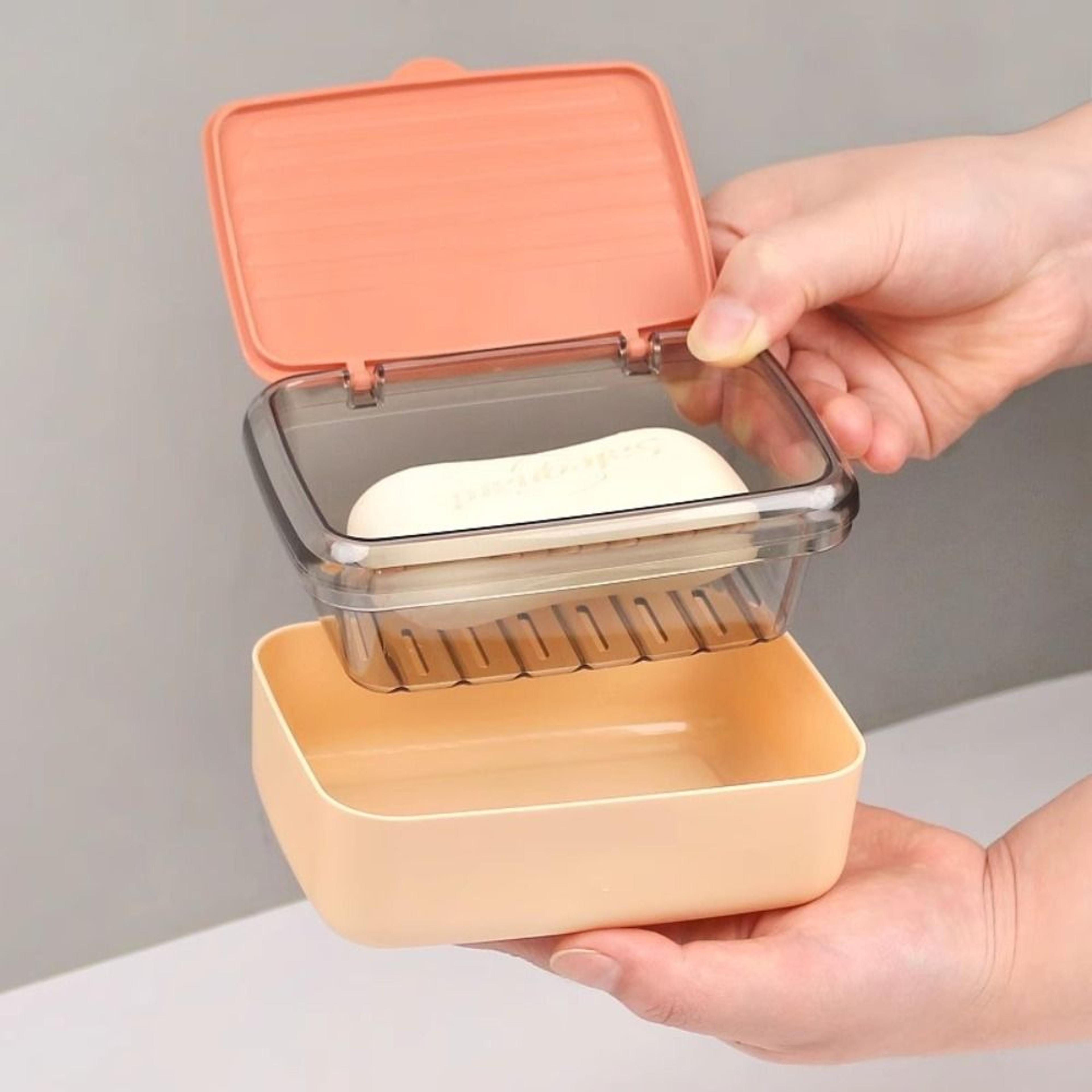 Travel Soap Case With Lid Portable Double Layer Soap Holder Storage Box For Home  Camping 3