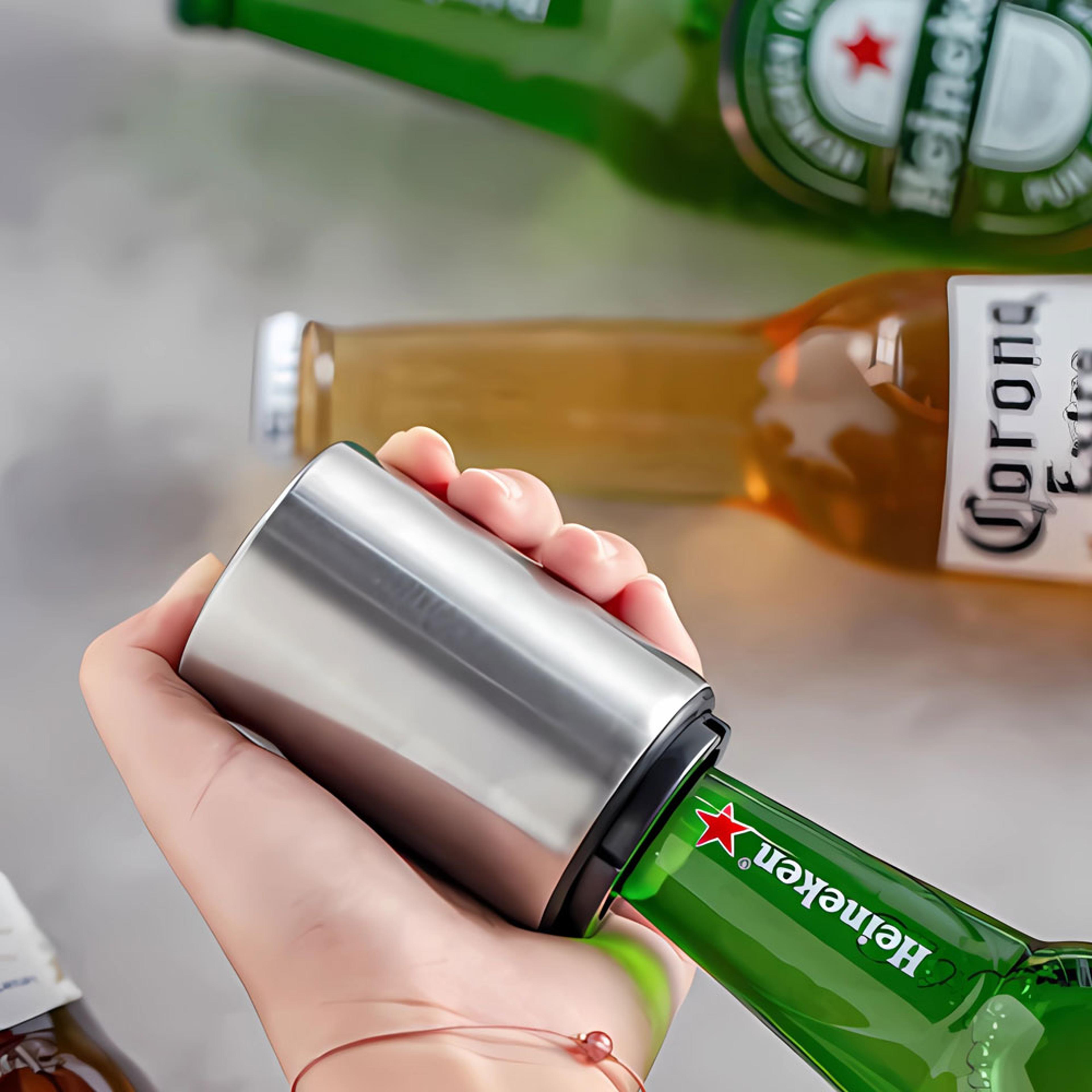 Automatic Beer Bottle Opener Stainless Steel Push Down Magnetic Cap Remover 0