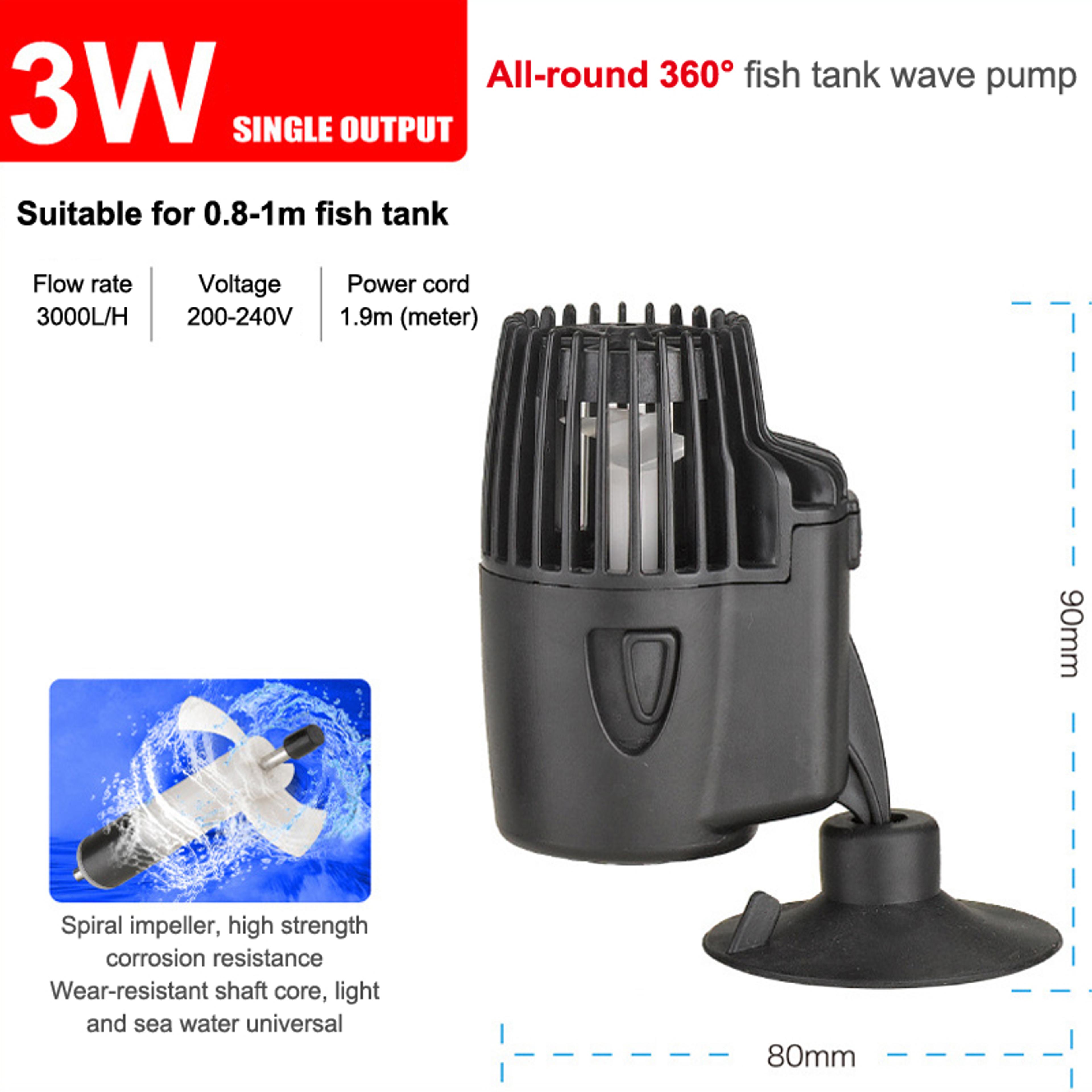 3W Aquarium Wavemaker Fish Tank Circulation Pump Quiet Submersible Water Flow Pump 3