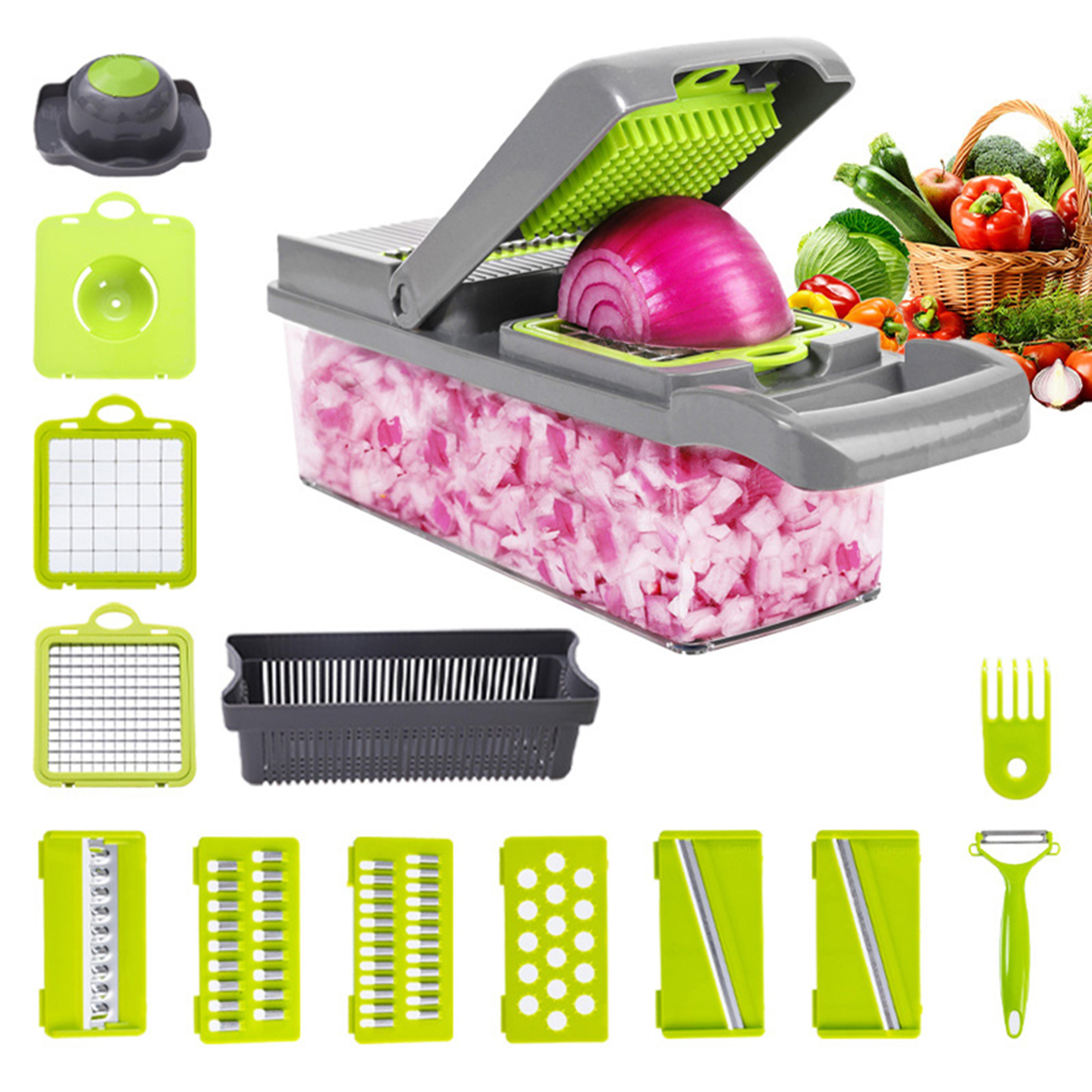 Multifunction Vegetable Slicer  Vegetable Chopper With Basket And Interchangeable Blades 5