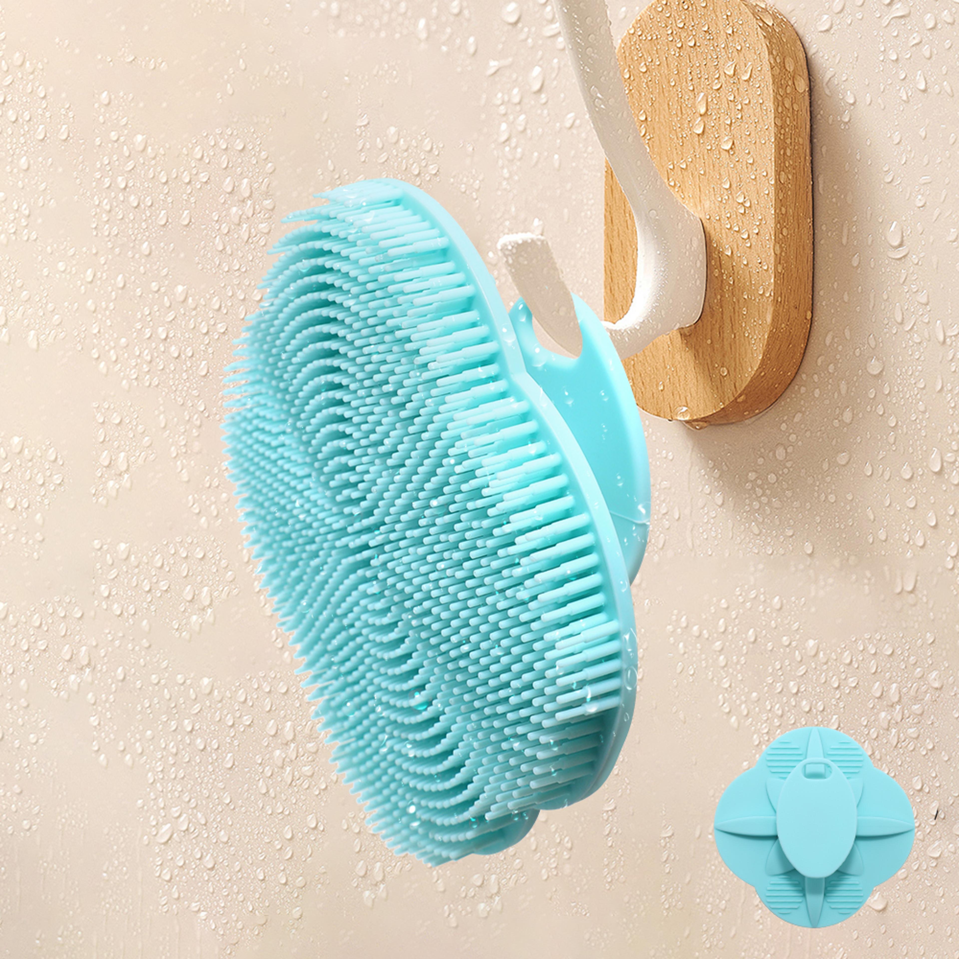 silicone body scrubber & scalp massage brush for deep cleansing and gentle exfoliation