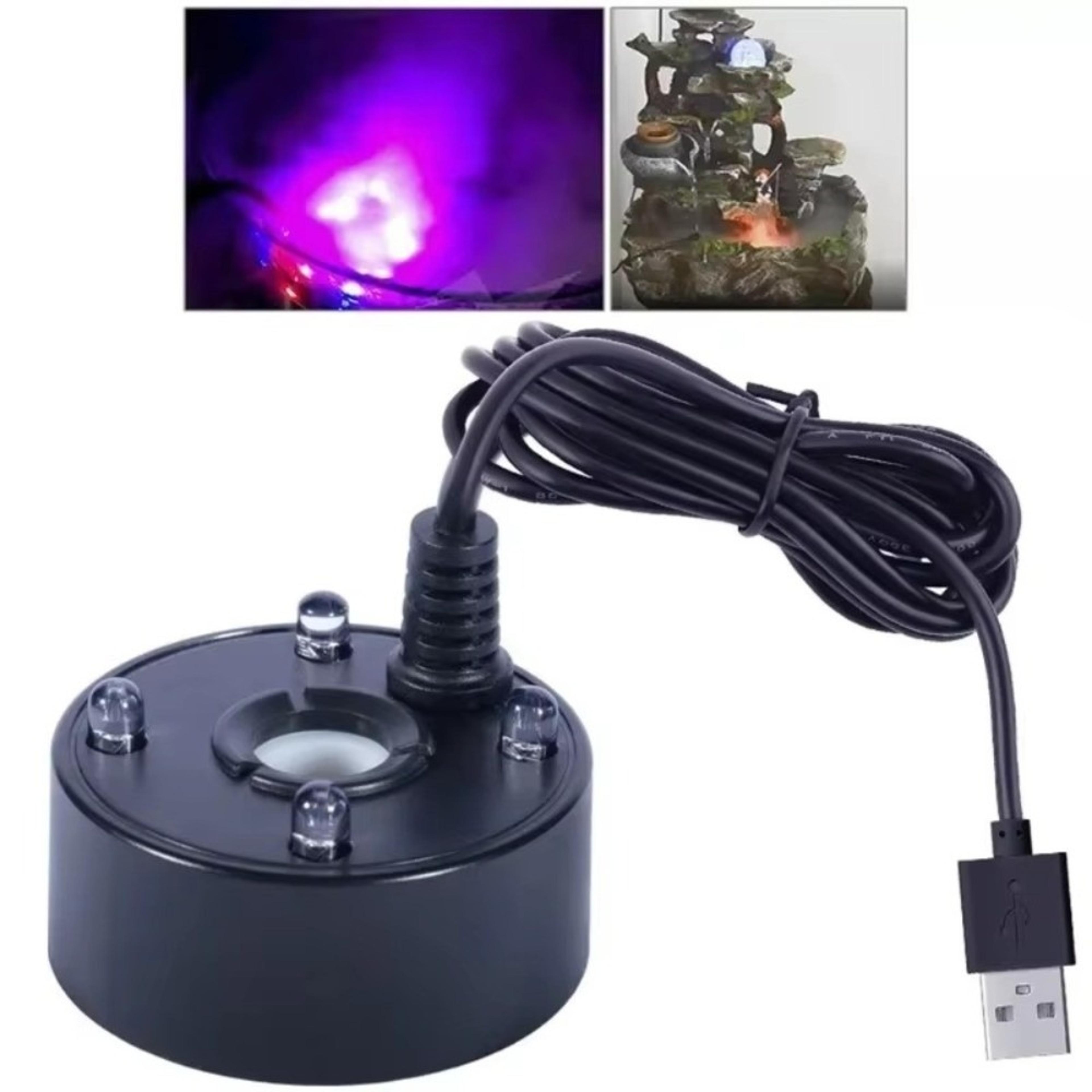 USB Mist Maker With Color Changing LED Lights Portable Ultrasonic Pond Fogger For Fish Tanks  Fount 4