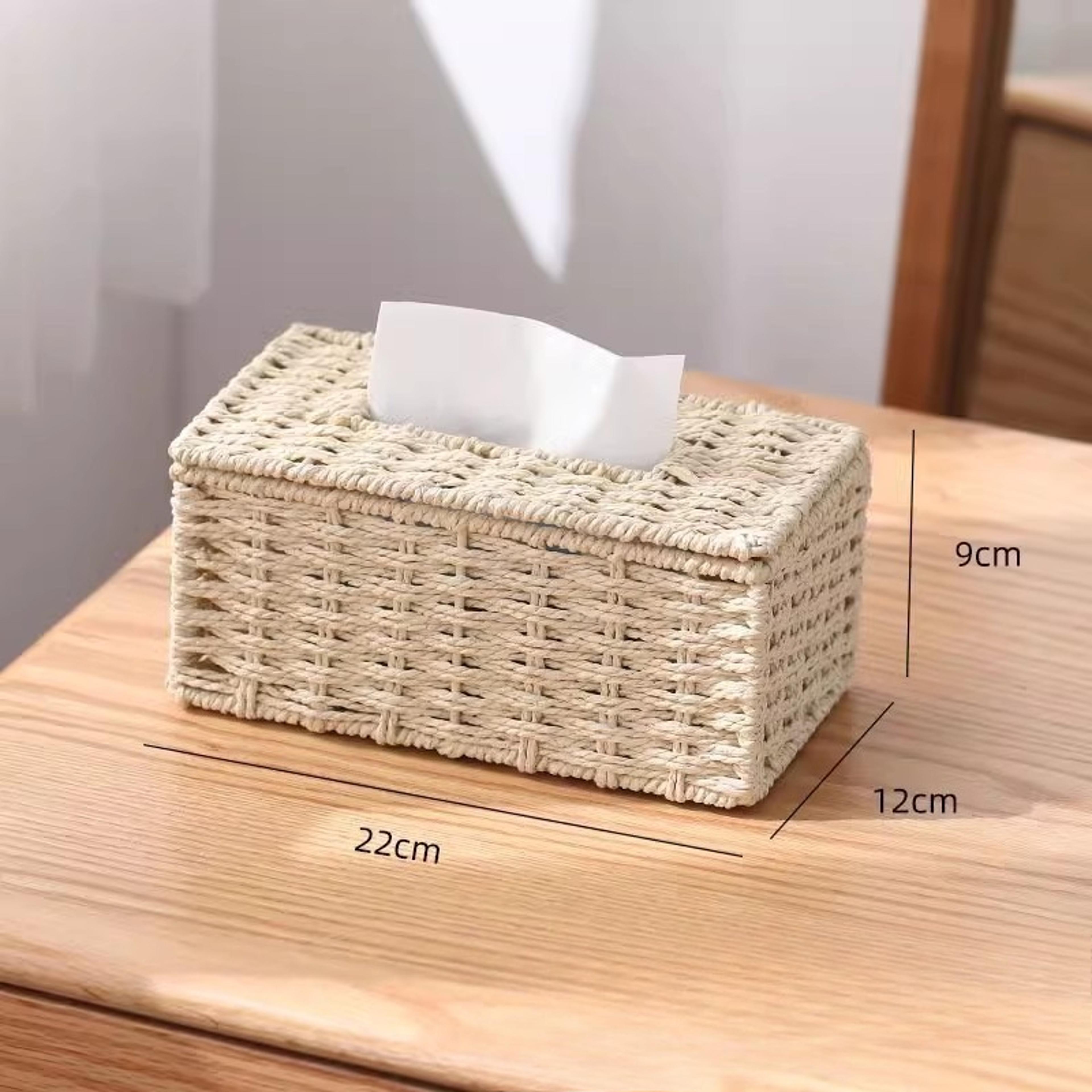 Luxury Woven Tissue Box Rattan Tissue Box Cover Decorative Tissue Holder For Home Decor 7