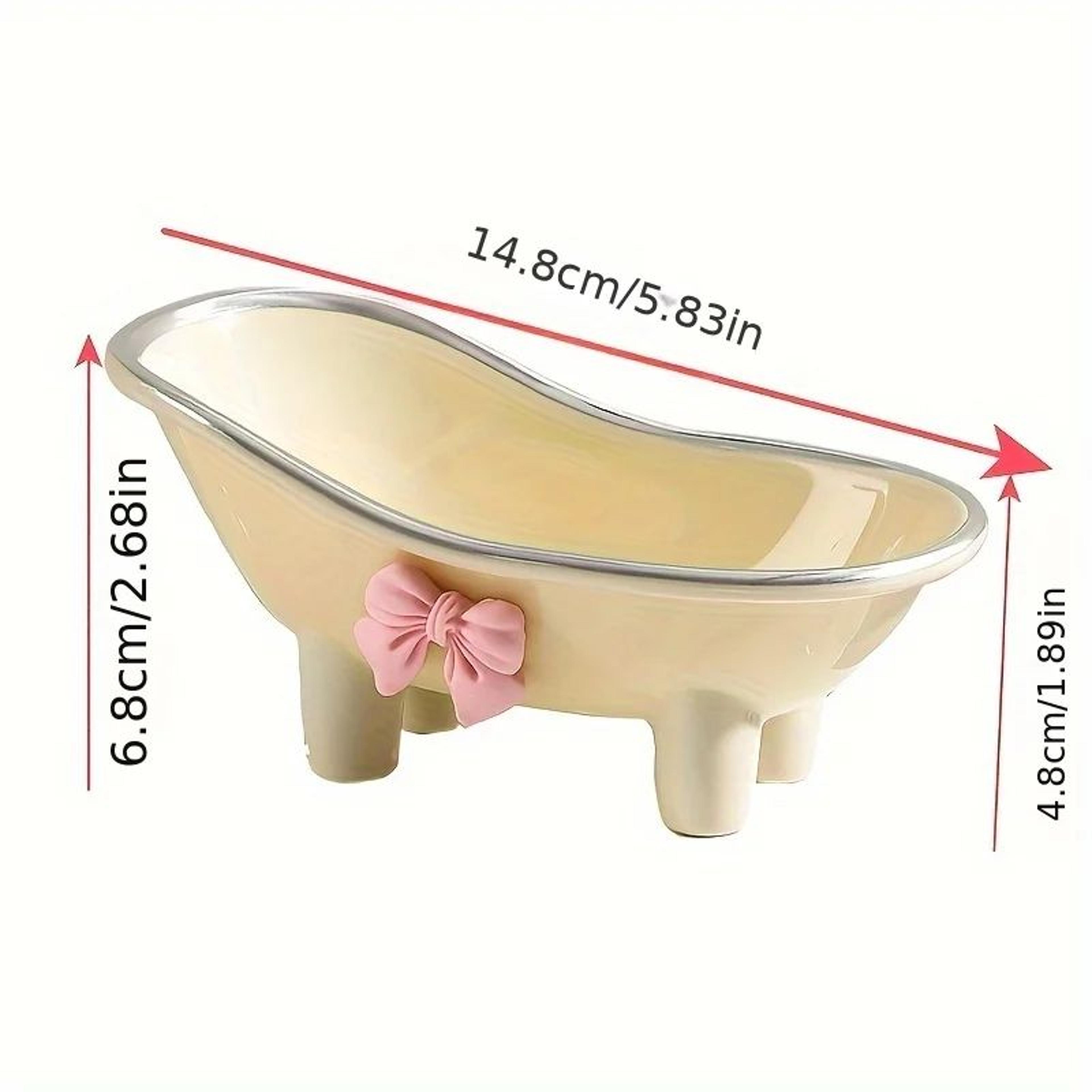 Cute Soap Dish Mini Bathtub Soap Holder With Pink Bow For Stylish Bathroom Decor 3