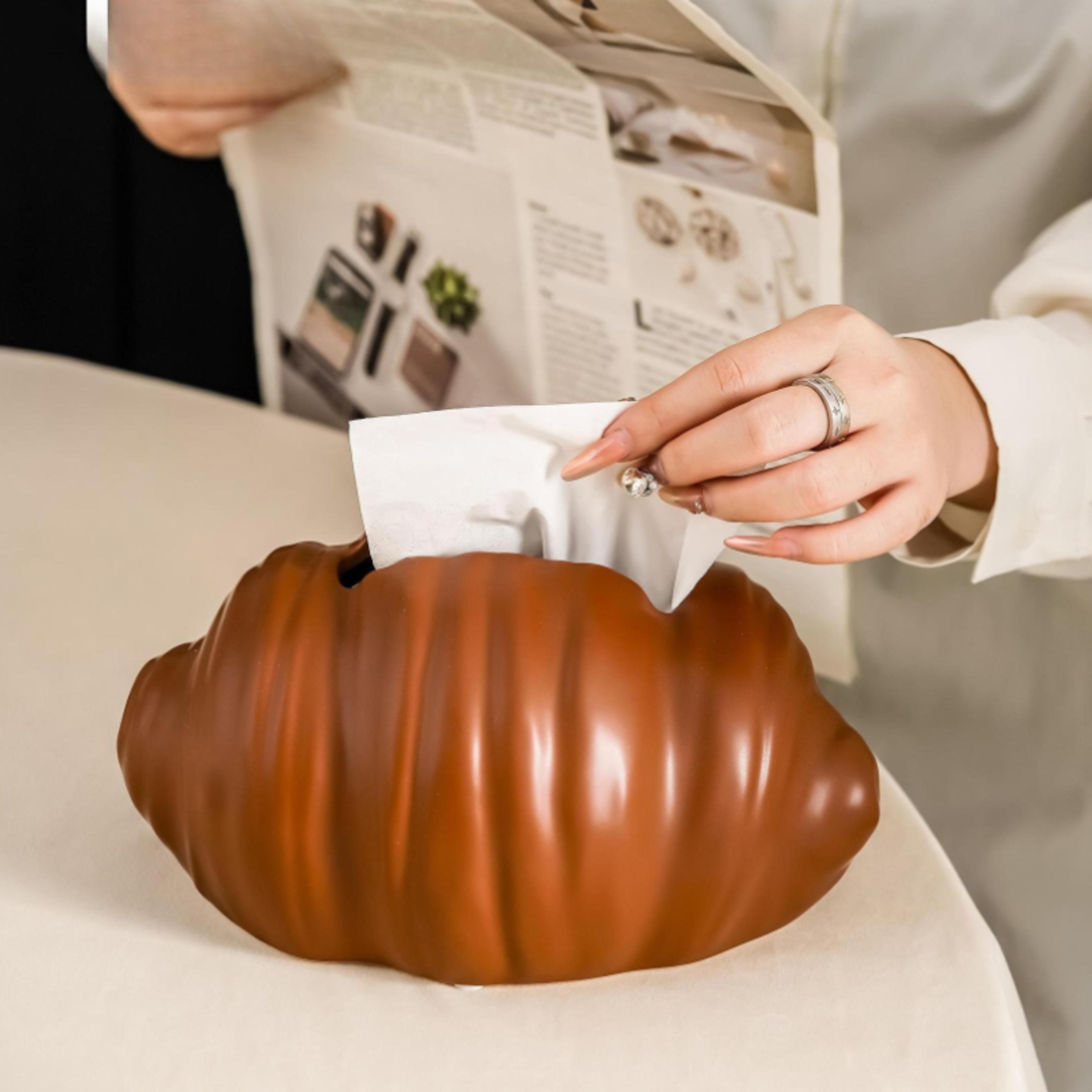Croissant Ceramic Tissue Box Decorative Tissue Holder For Bathroom Living Room  Home Decor 4