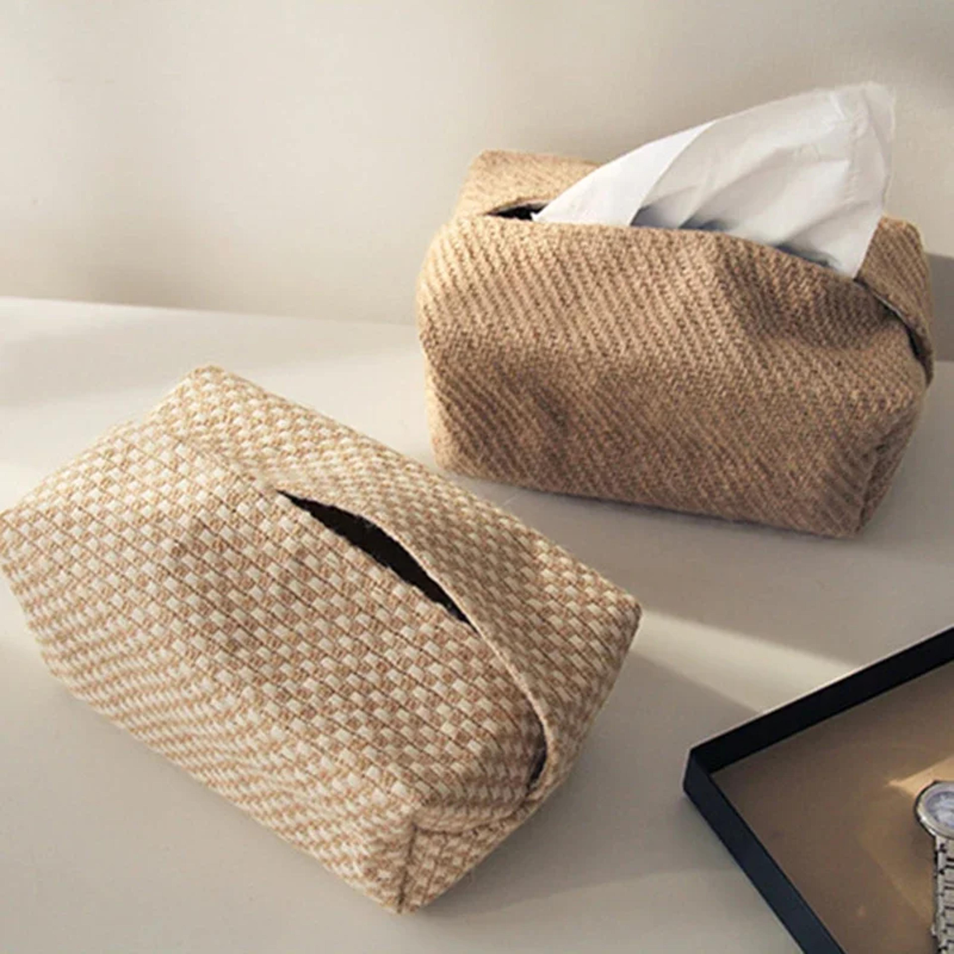 Japanese Linen Tissue Box Cover Decorative Linen Tissue Box Holder For Living Room Dining Table  Of 2