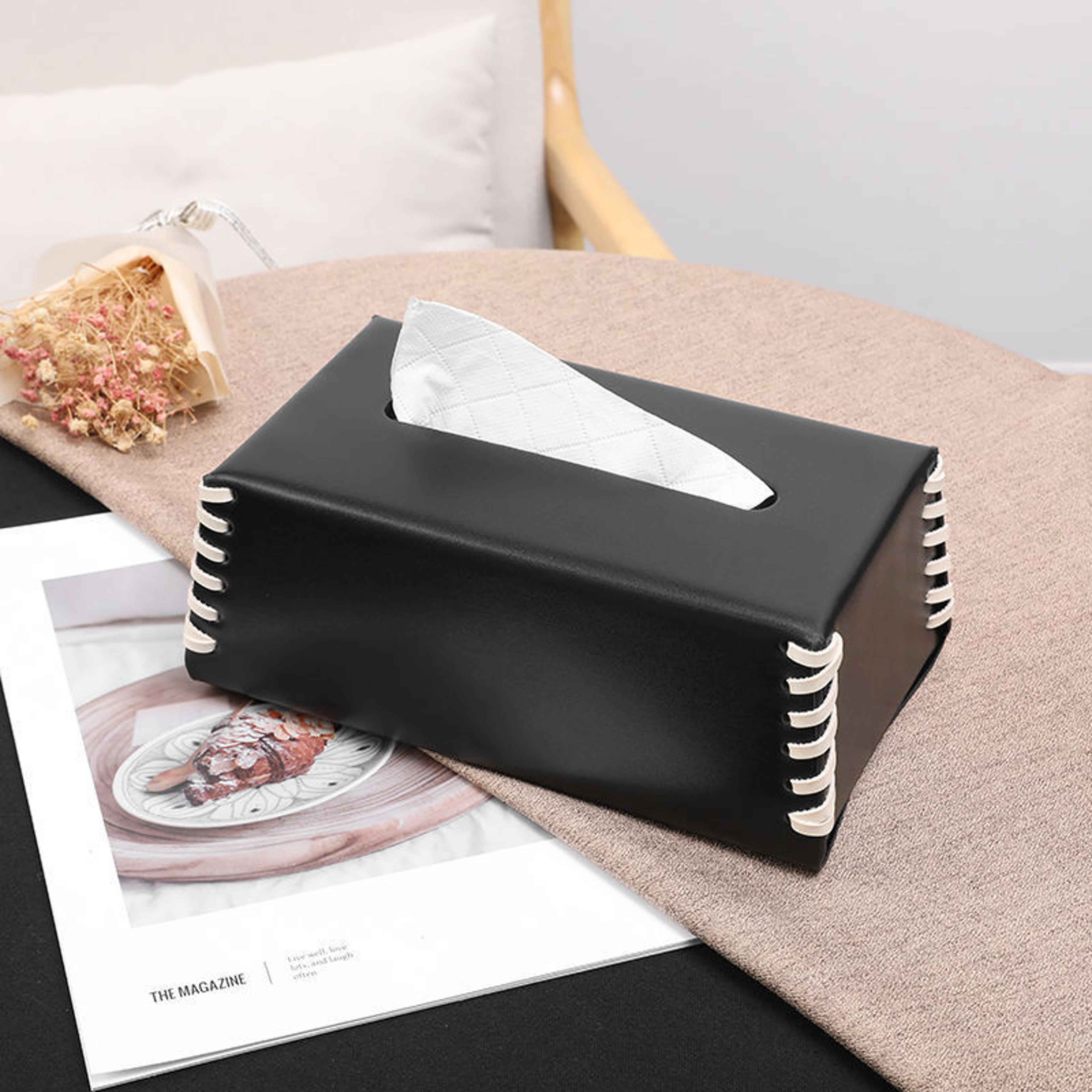 Luxury Leather Tissue Box Cover Decorative Tissue Box Holder For Coffee Table And Dining Room 4