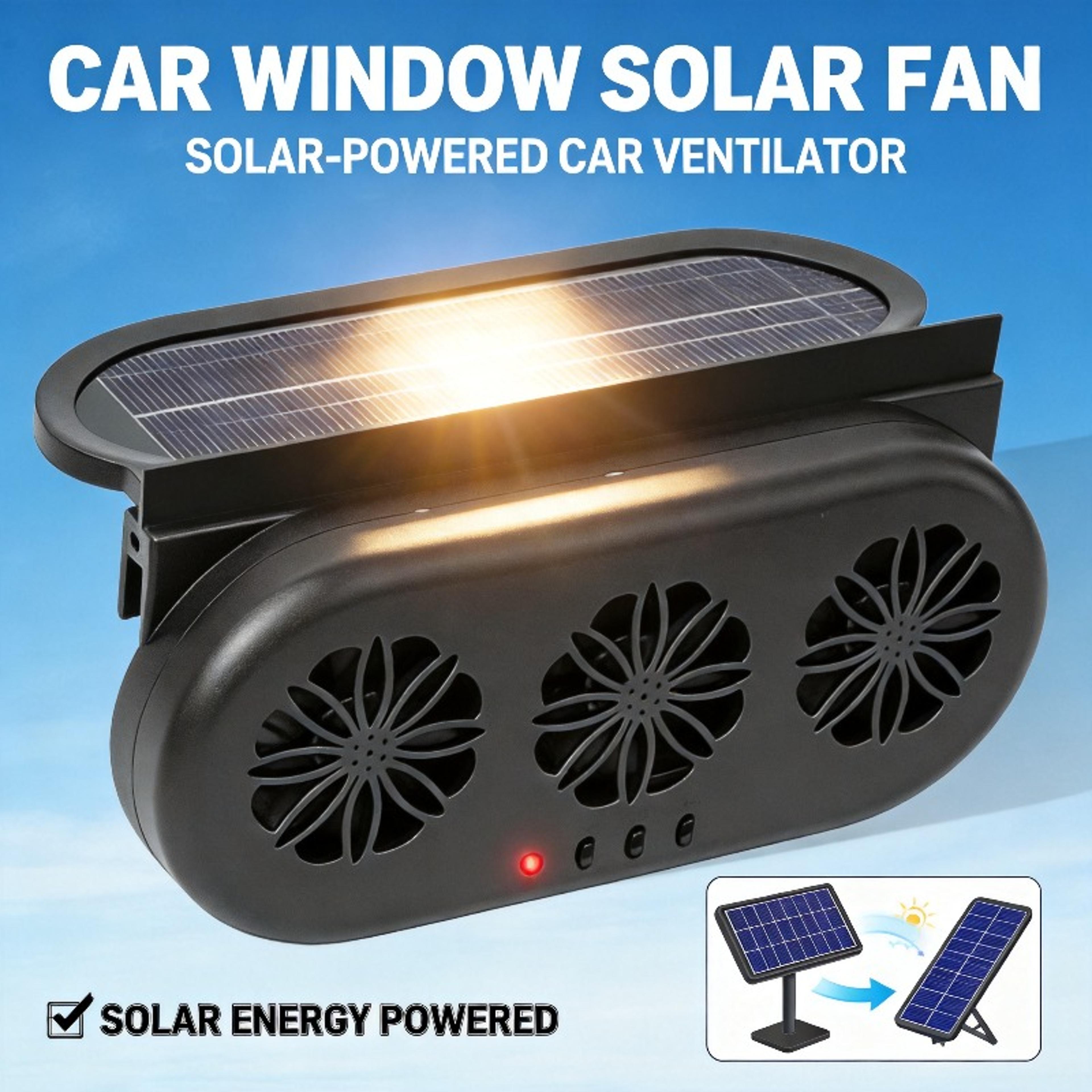 Solar  USB Car Cooling Fan Triple Head Air Circulation Vent Fan For Cars SUVs  Trucks 2