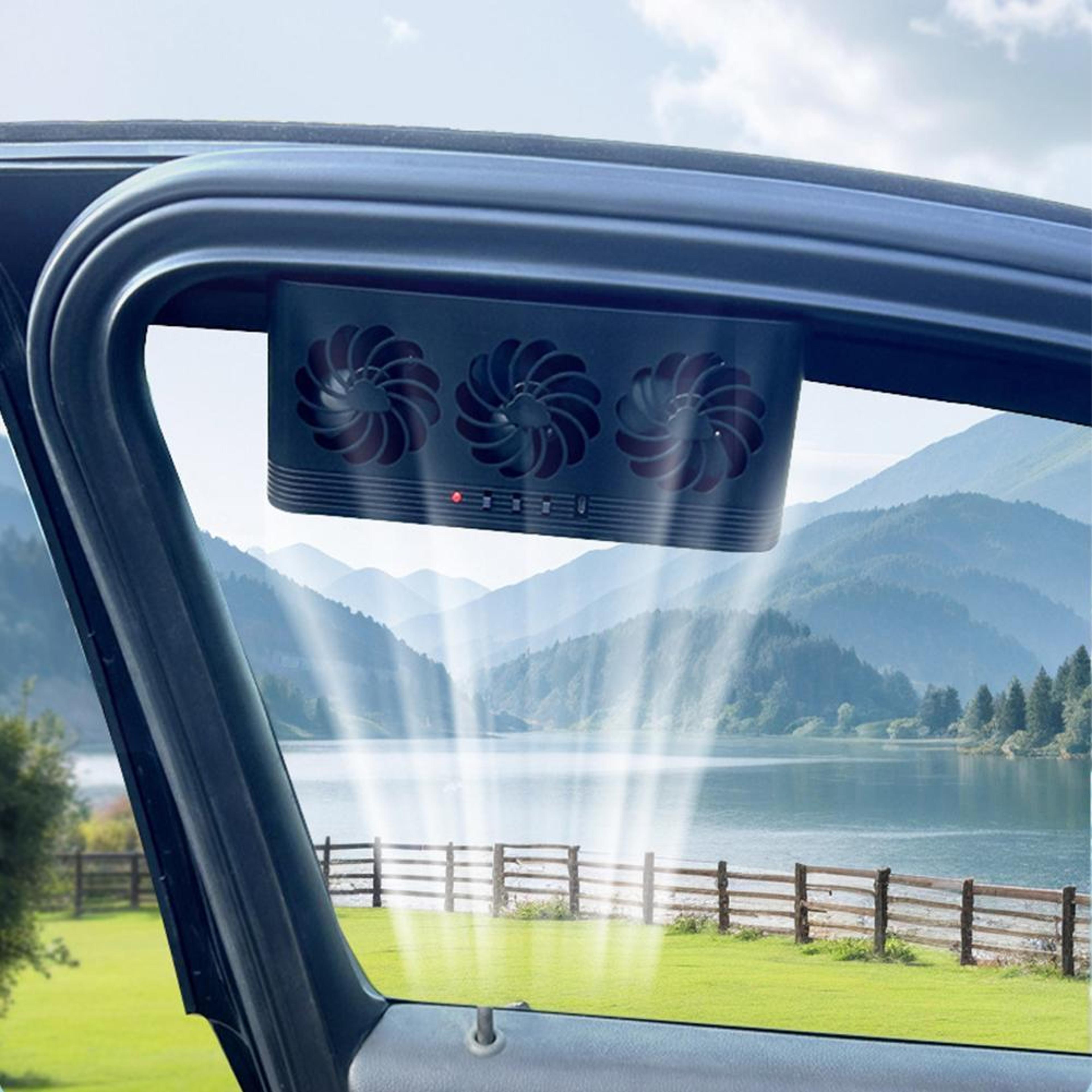 solar car window fan with usb backup 3 outlet car ventilation fan