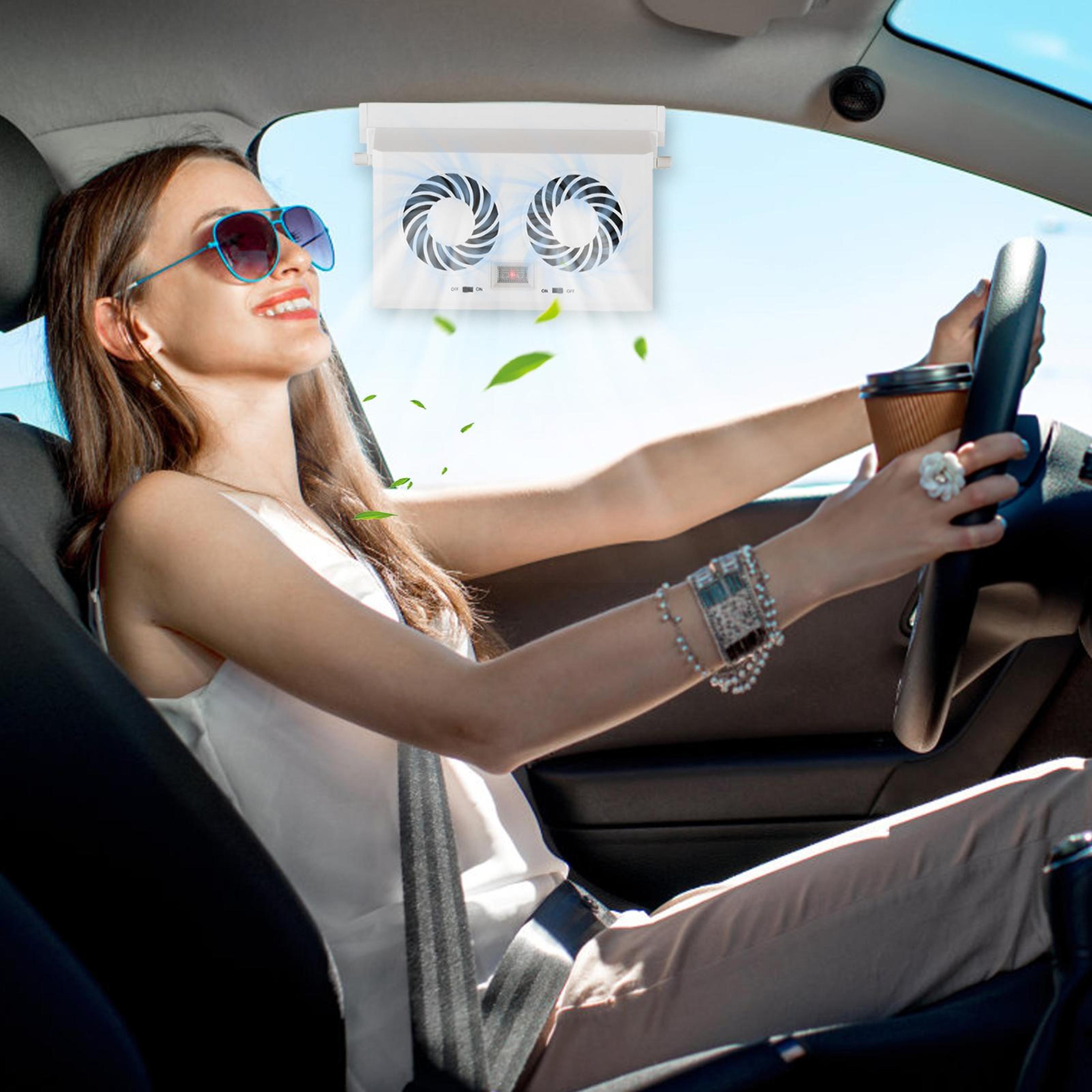 Solar Powered Car Ventilation Fan Dual Head Auto Air Circulator For Interior Cooling 3