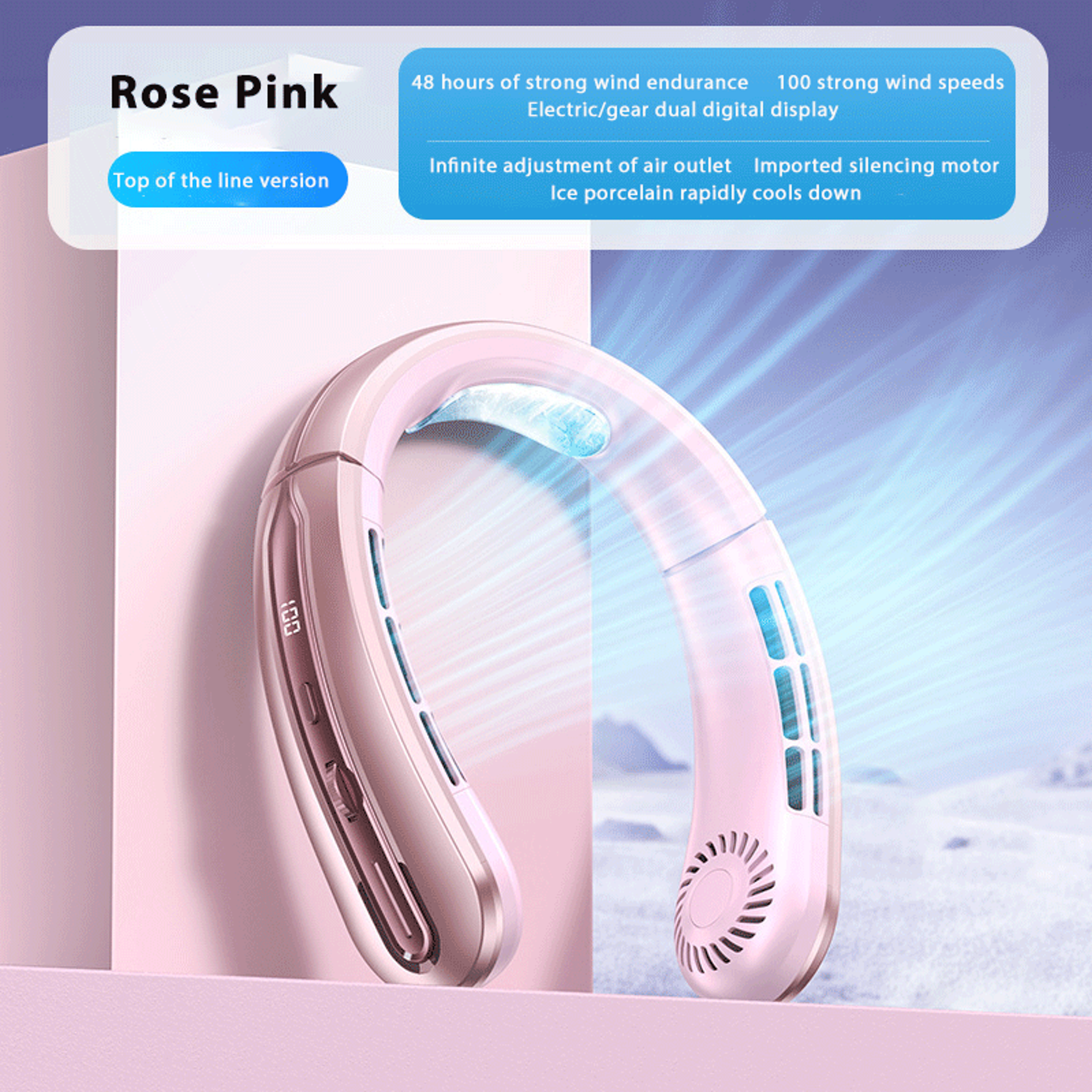 StayCool Bladeless Neck Fan USB Rechargeable Portable Personal Cooling Fan With Digital Display 1