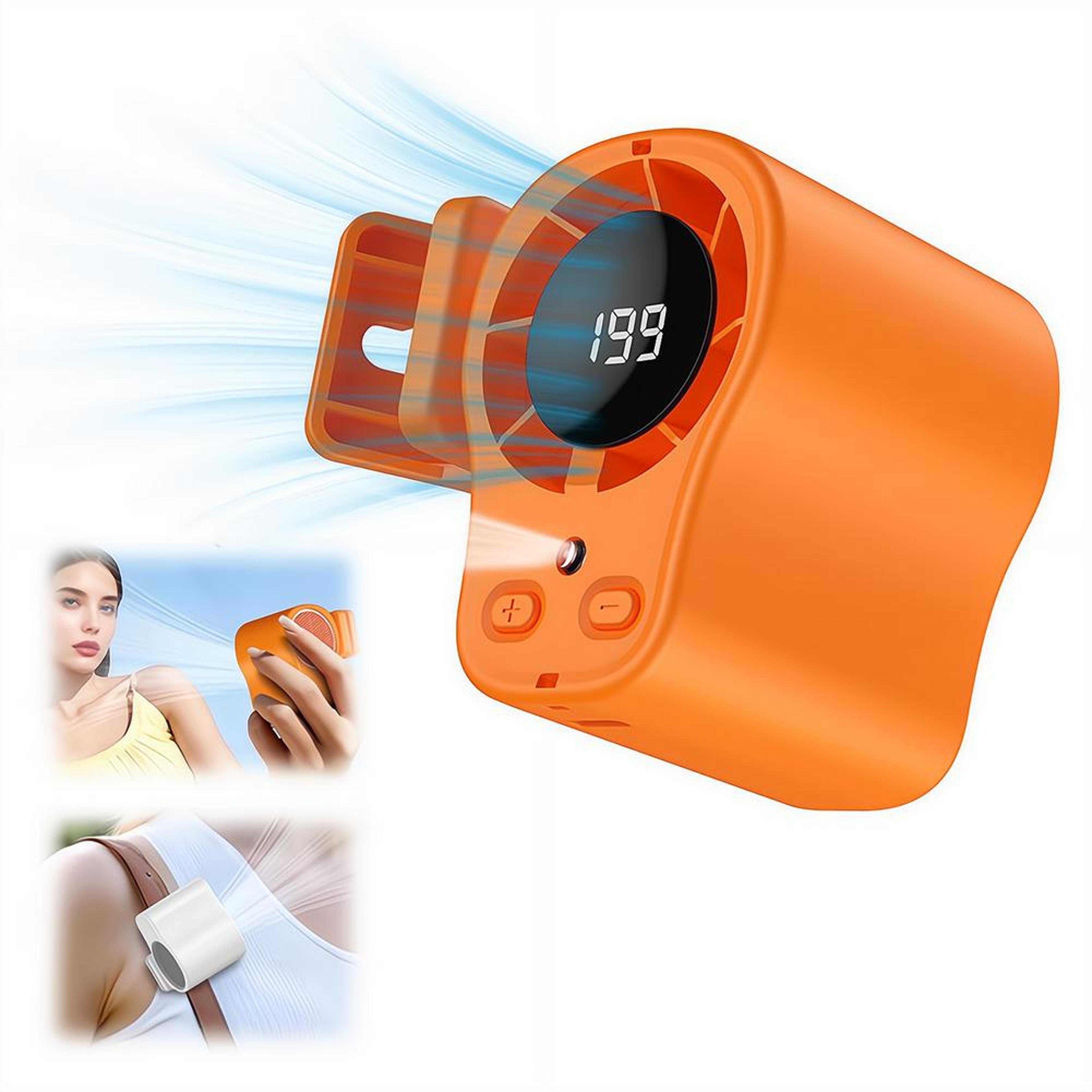 Portable Clip On Fan USB Rechargeable Desk Fan With LED Display 360 Rotating Quiet Airflow 7