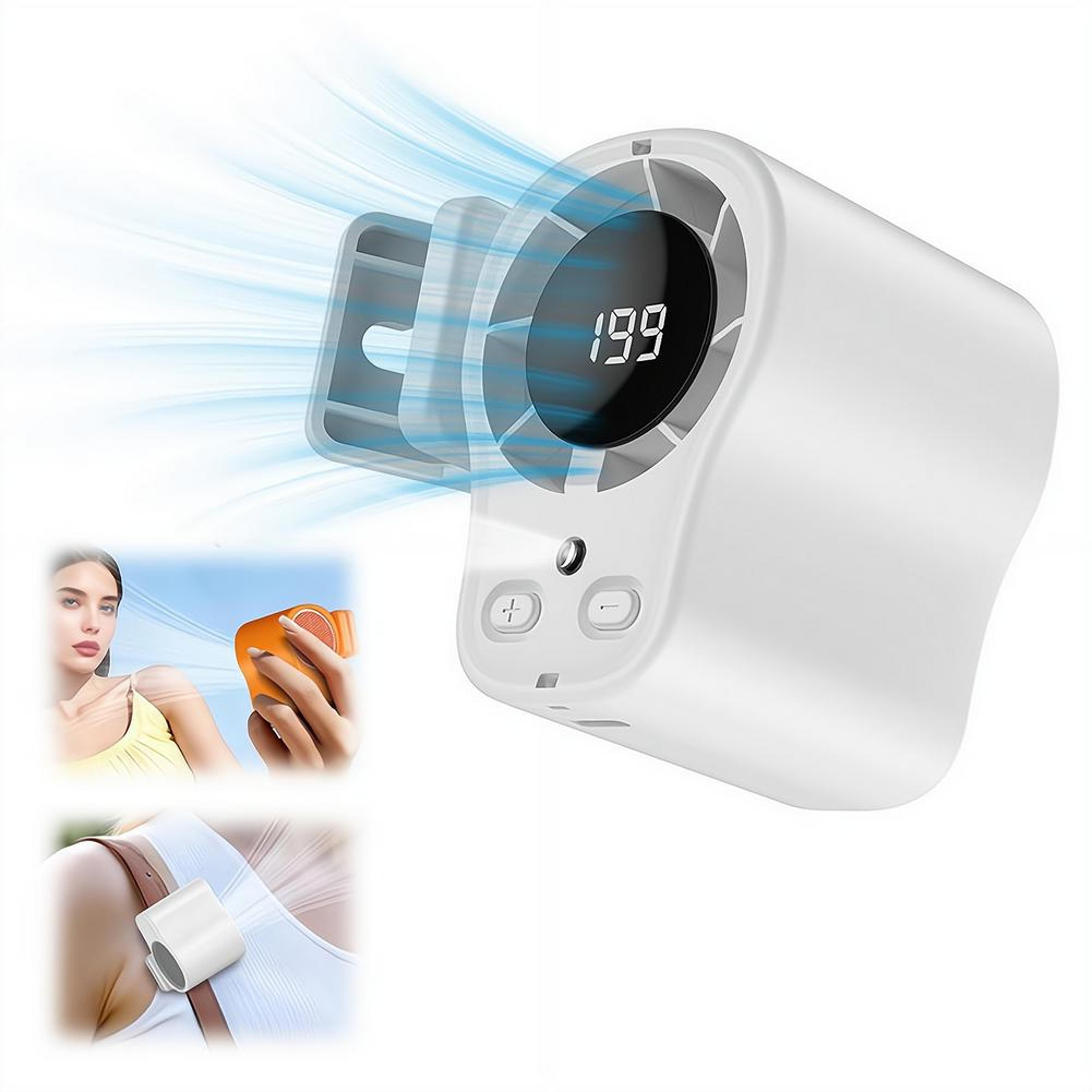 Portable Clip On Fan USB Rechargeable Desk Fan With LED Display 360 Rotating Quiet Airflow 8