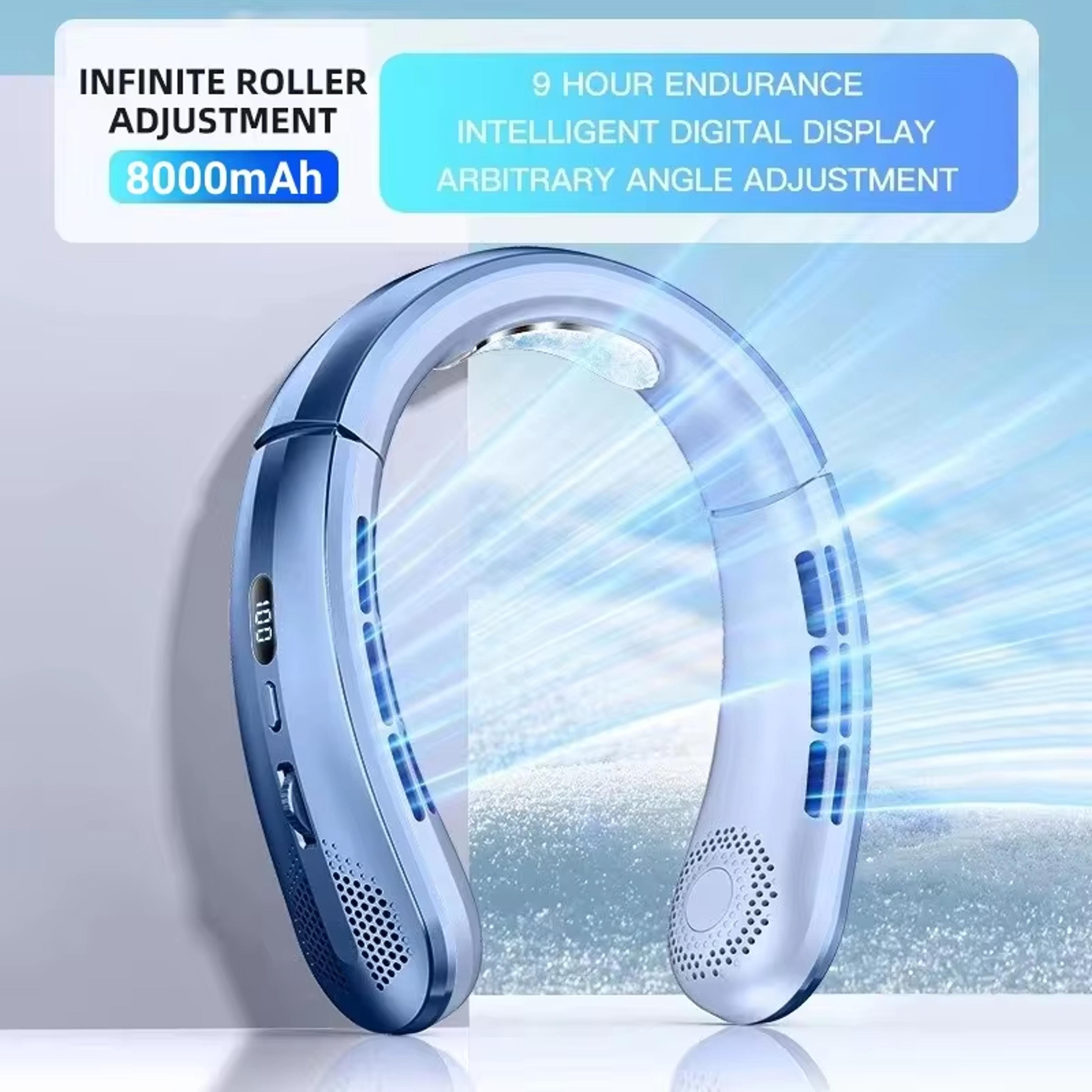 Portable Neck Fan Rechargeable Bladeless Hands Free Fan With LED Display 1