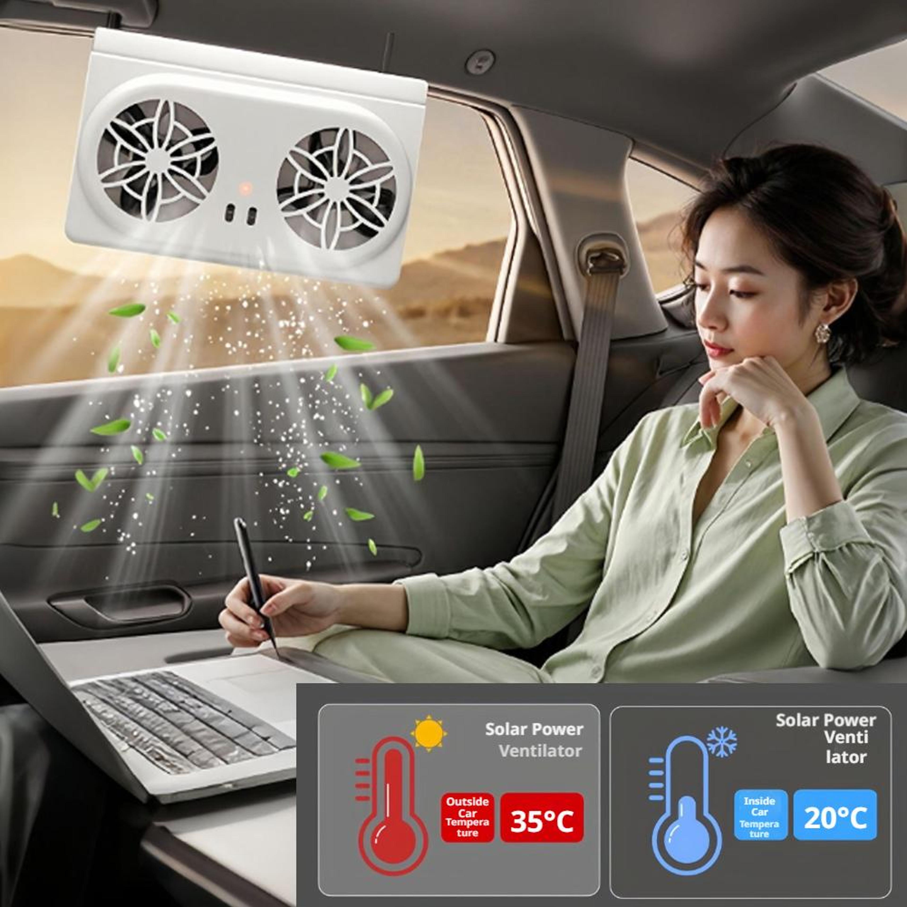 Solar Car Exhaust Fan USB Car Ventilation Fan For Cooler Air Circulation 2