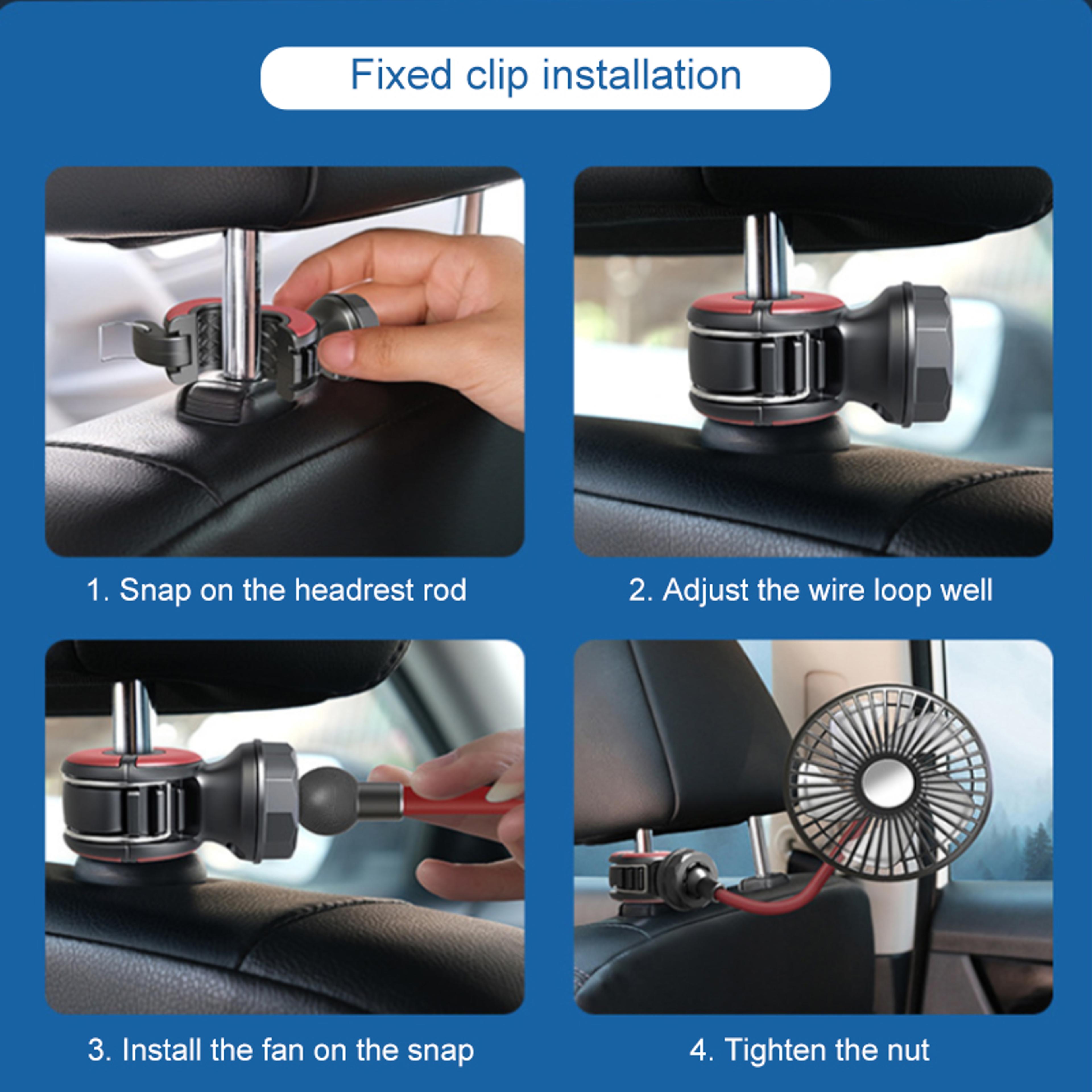 360 USB Car Back Seat Fan With 3 Speeds  Rear Seat Cooling Fan For Summer Travel 3