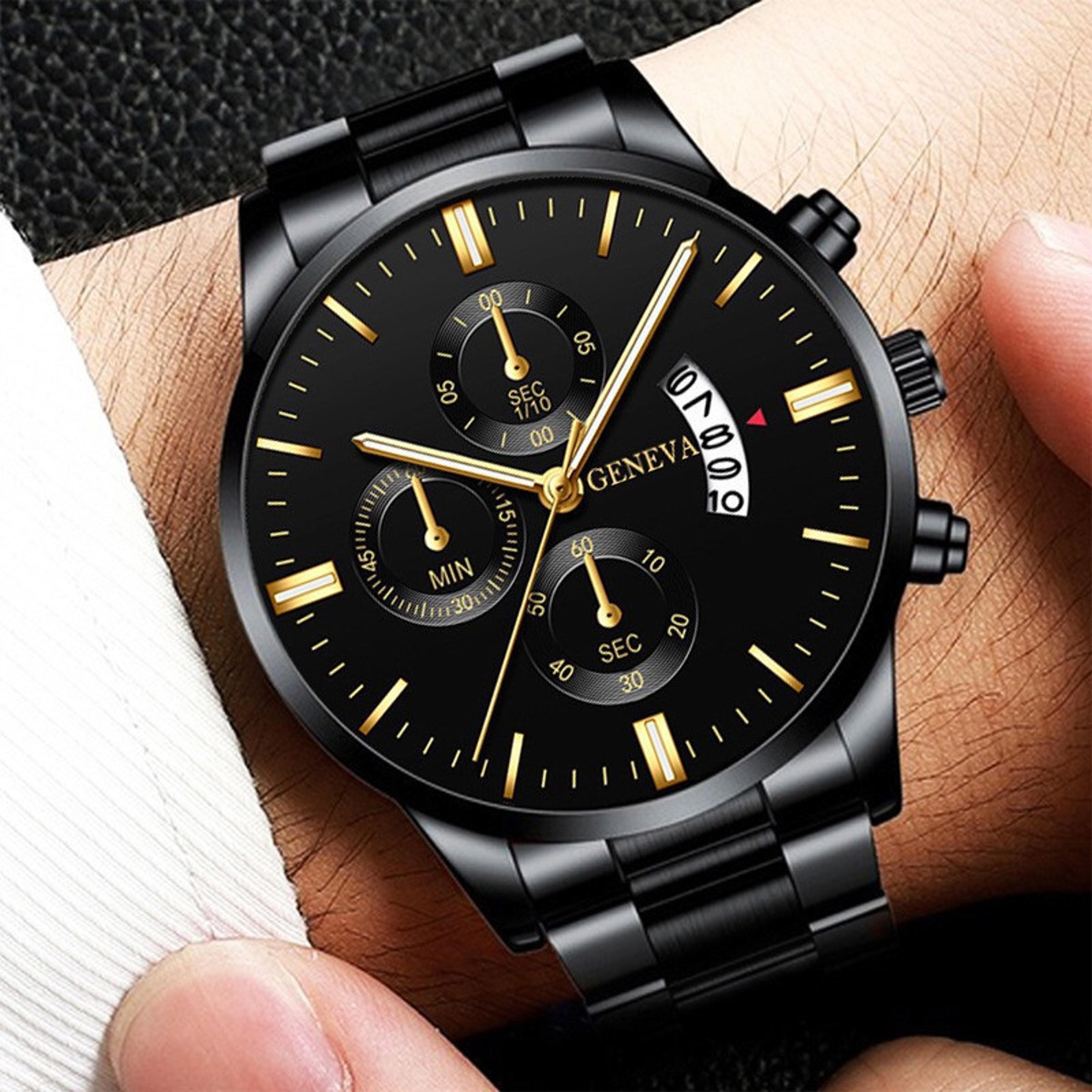 Executive Men Business Watch With Calendar Quartz Movement  Stainless Steel Band 0