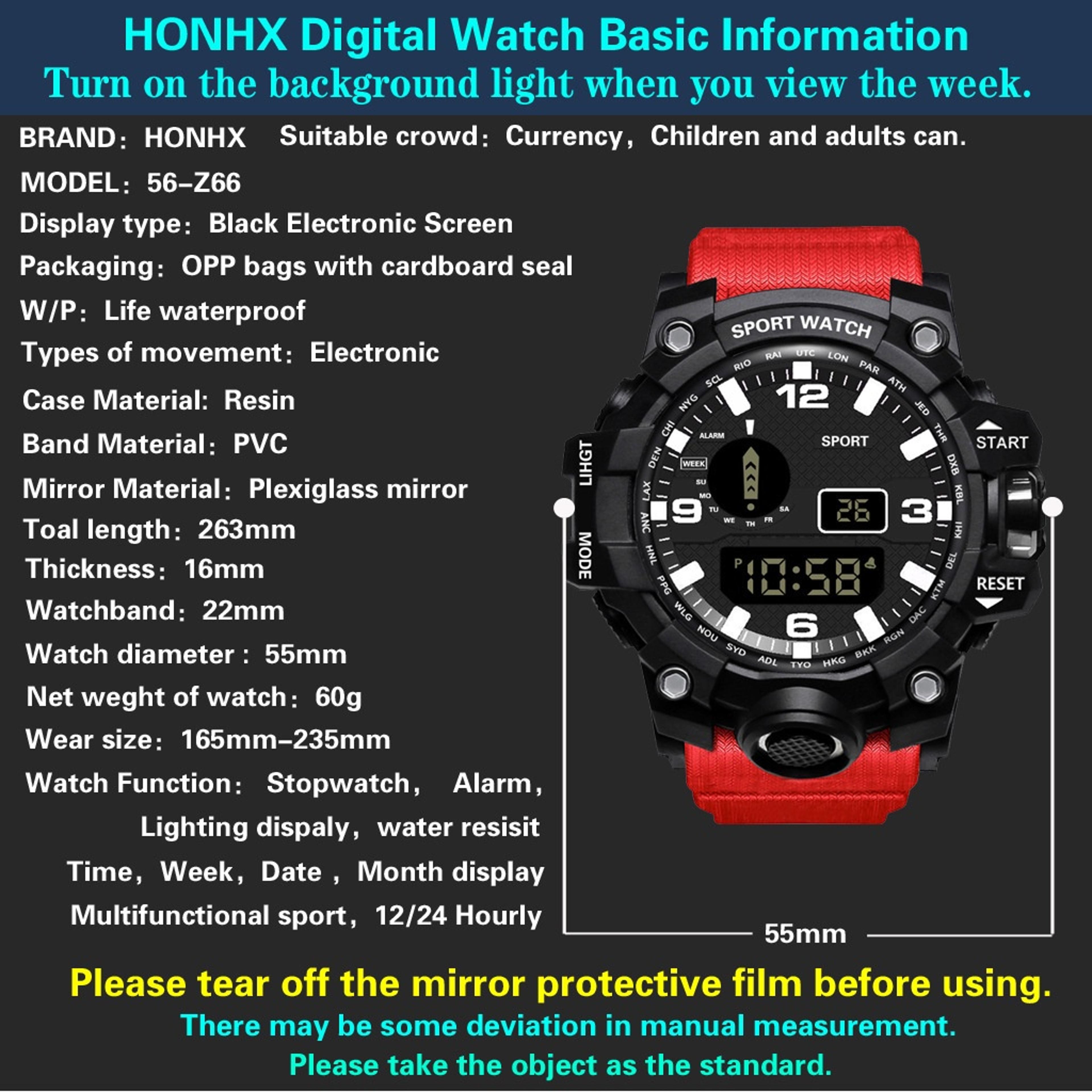 TrailSync Digital Sports Watch For Men  Women LED Outdoor Sports Watch Water Resistant 6