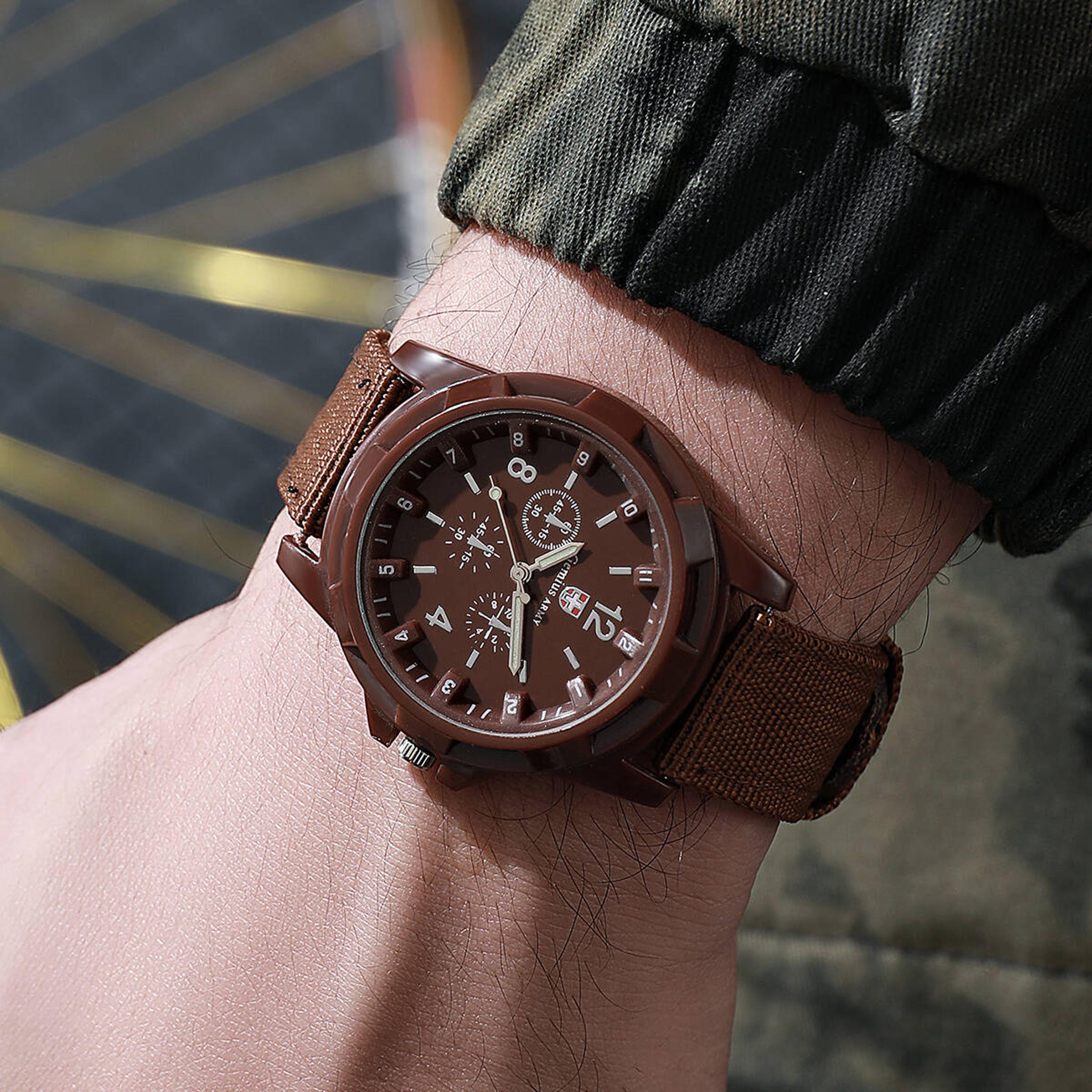 Rugged Military Watch For Men With Nylon Strap Sport Quartz Tactical Wrist Watch 4