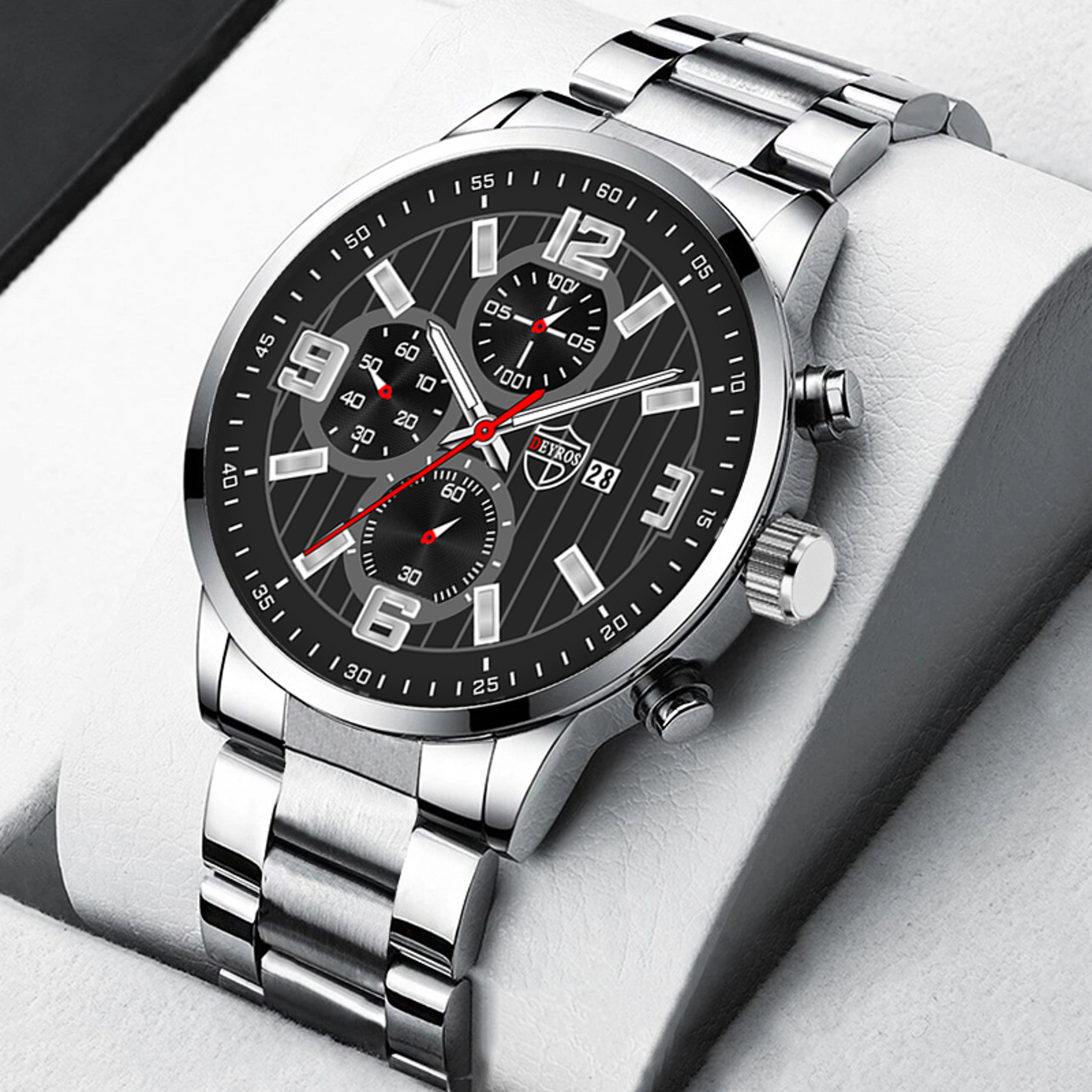 Executive Mens Quartz Watch With Calendar Luminous Dial  Leather Strap For Business And Casual Wear 1