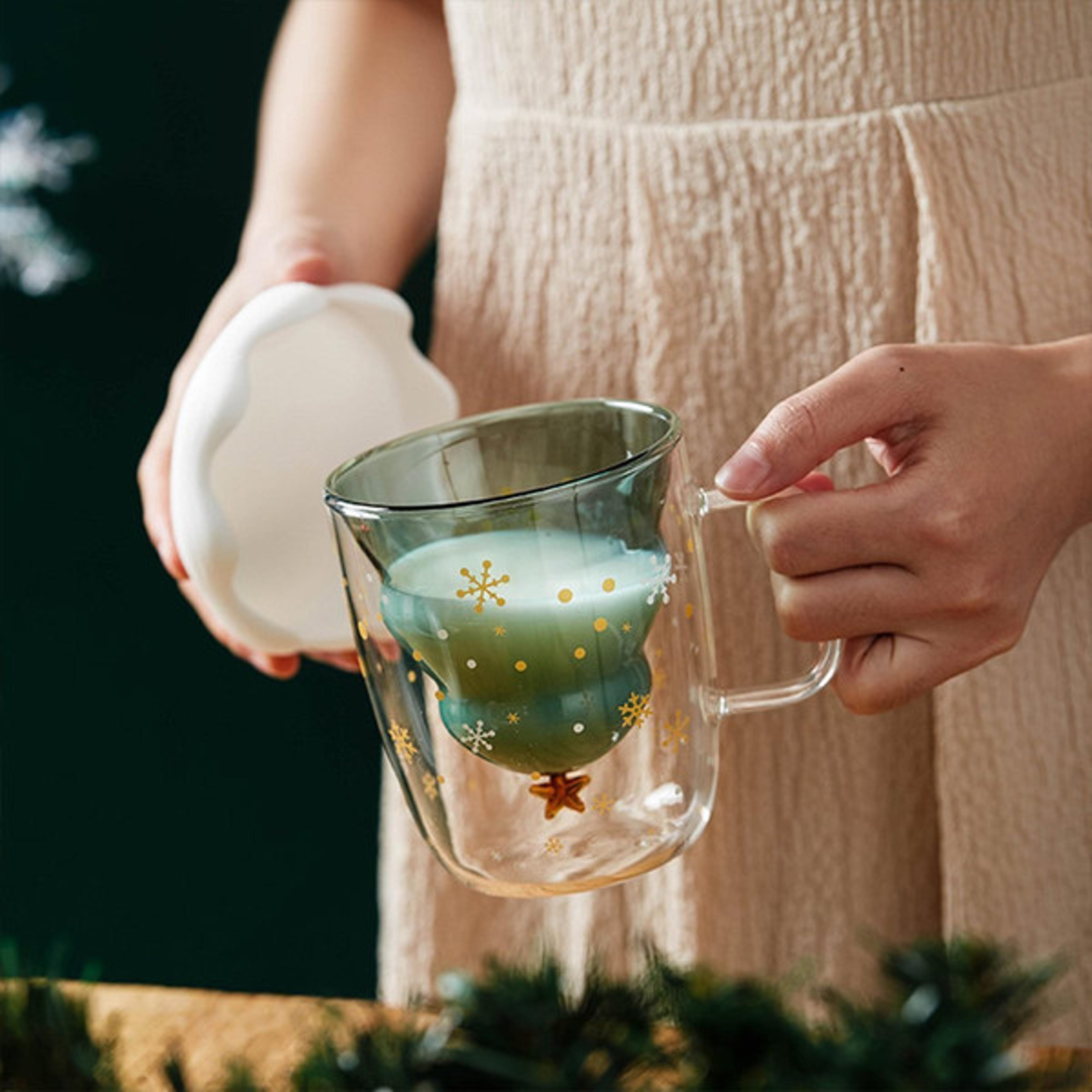 Christmas Tree Insulated Glass Coffee Mug 1