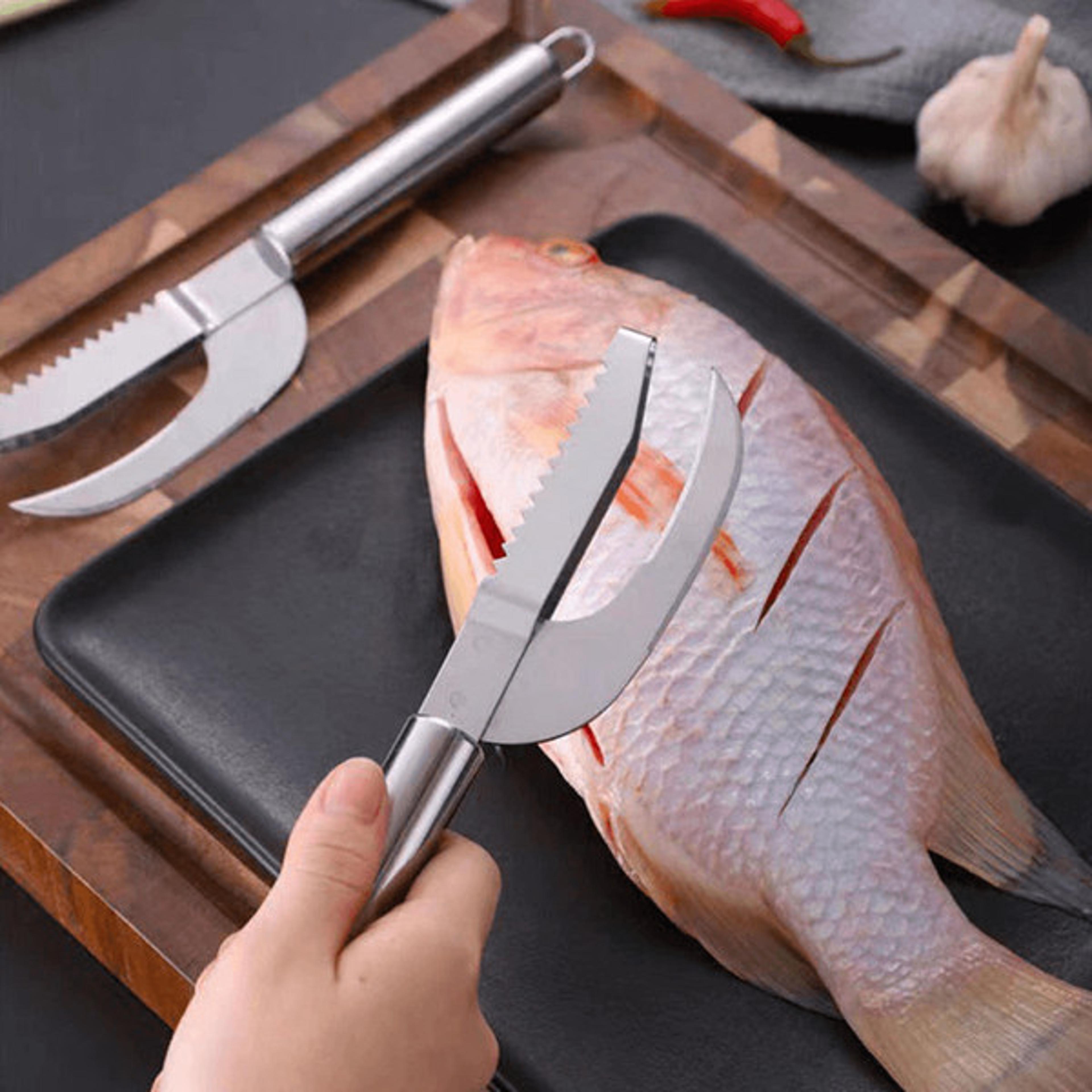 Versatile fish knife for scaling and deboning
