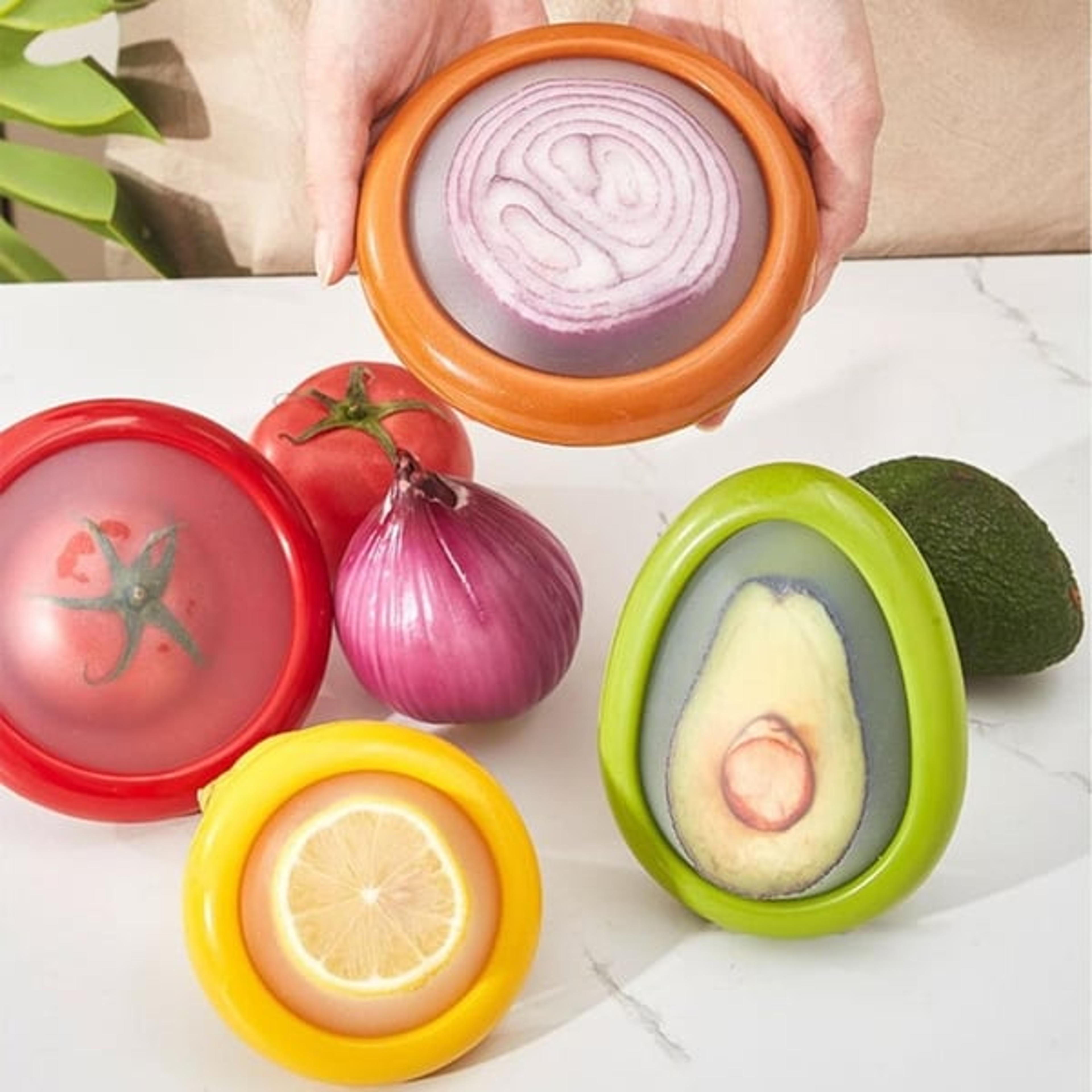 Fruit And Vegetable Anti-Oxidation Storage Box, Food-Grade Silicone, Easy to Clean and Store 4pc