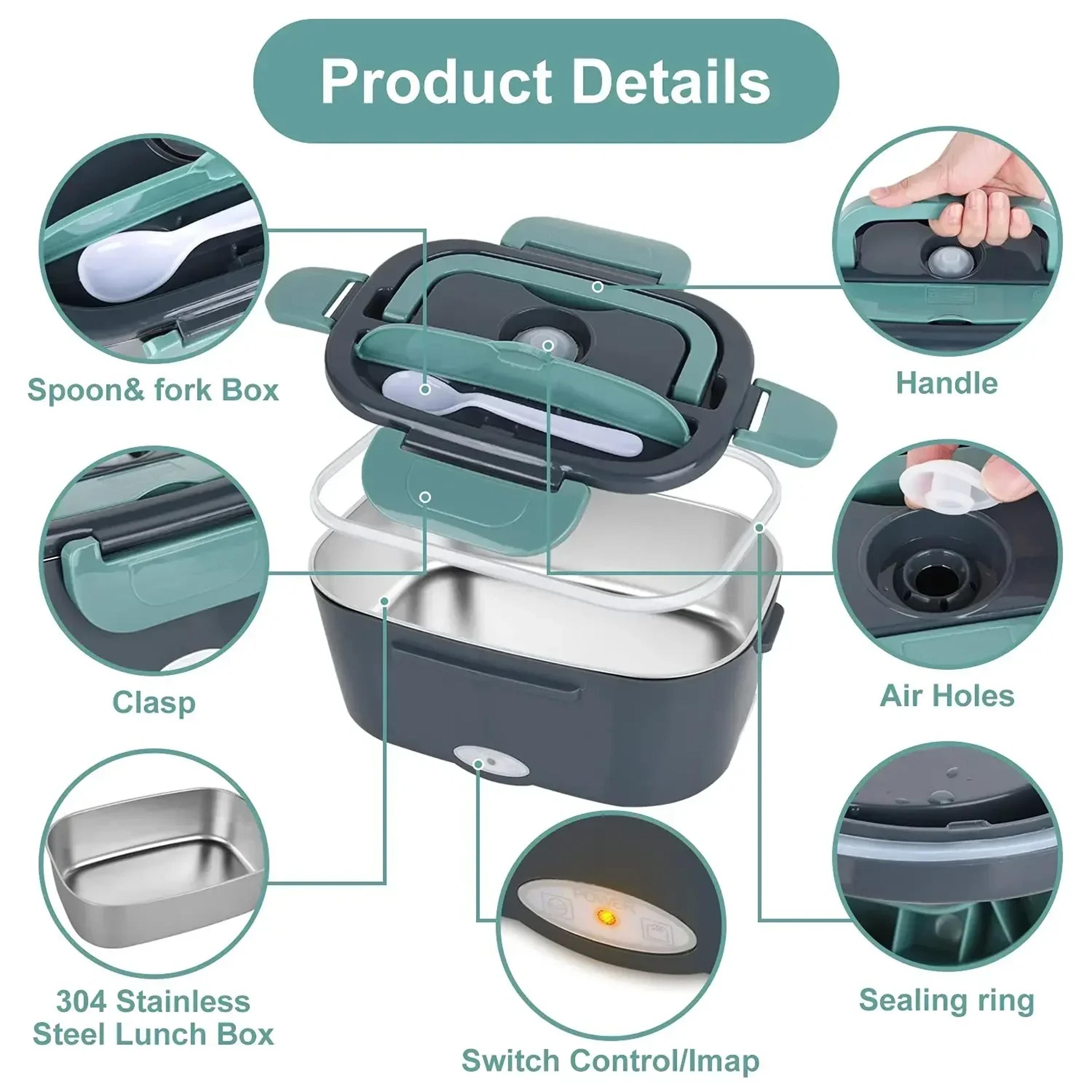 2In1 Electric Heated Lunch Box  Portable Stainless Steel Bento Box For Car  Home 12L 5