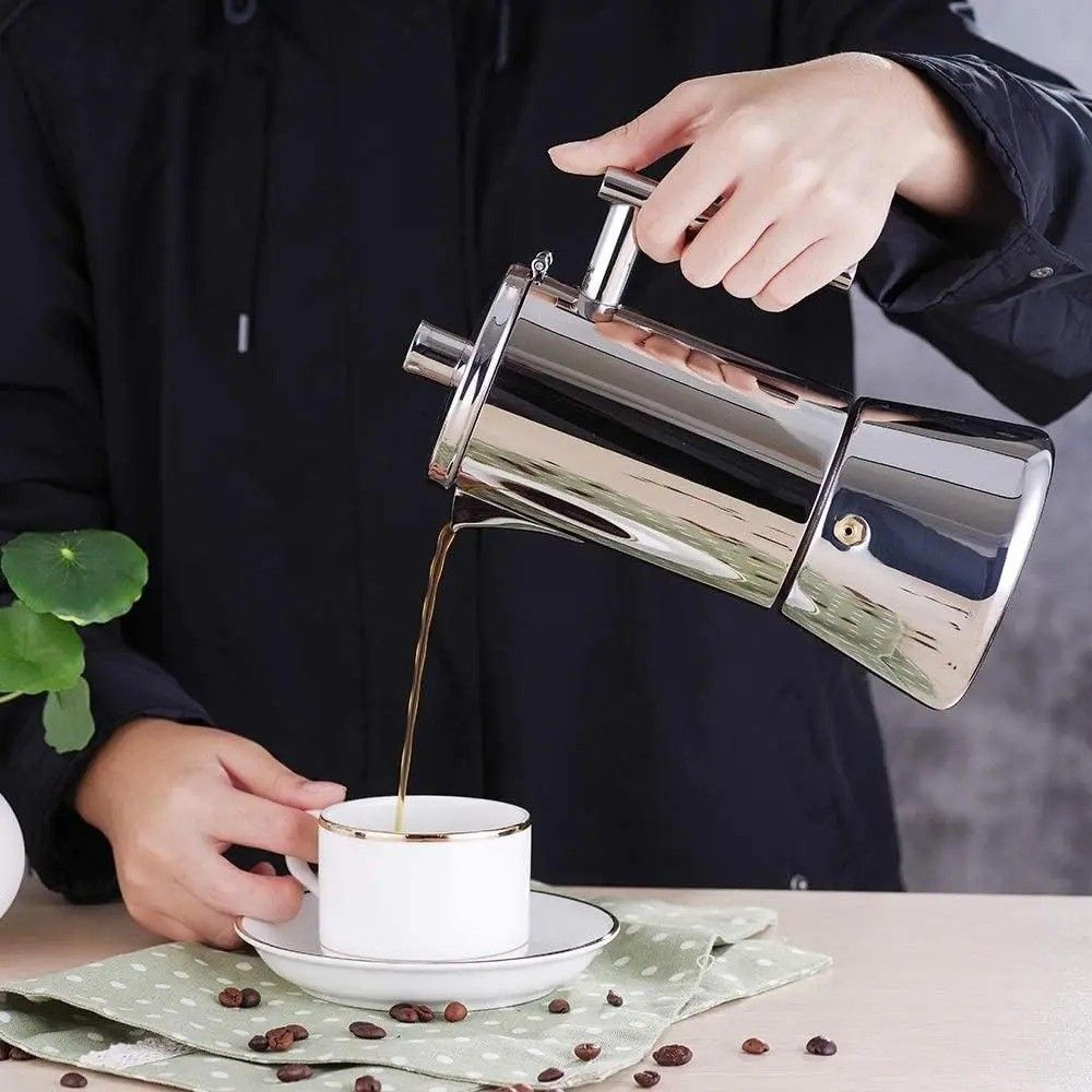 diego stovetop espresso maker – stainless steel italian coffee machine, 4-cup (6.8 oz) induction moka pot for home etc