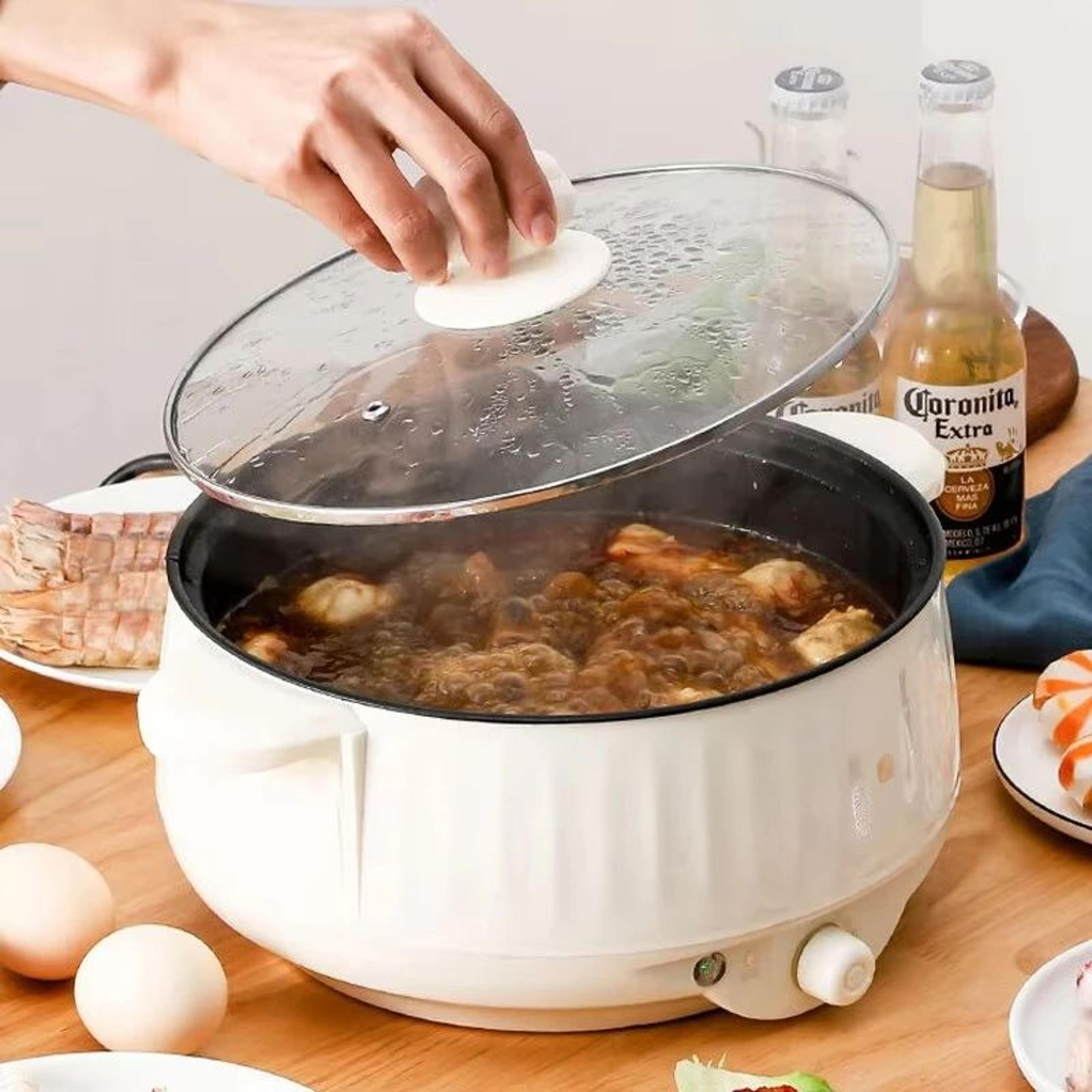 non-stick electric multi cooker with lid, electric hot pot & food steamer for household cooking